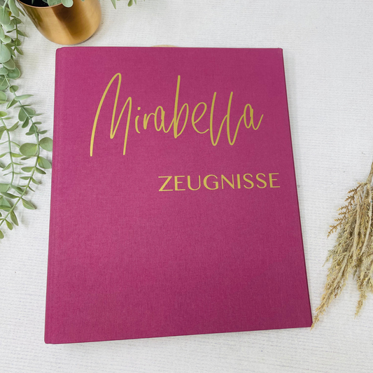 Personalisierte Zeugnismappe aus Leinen
