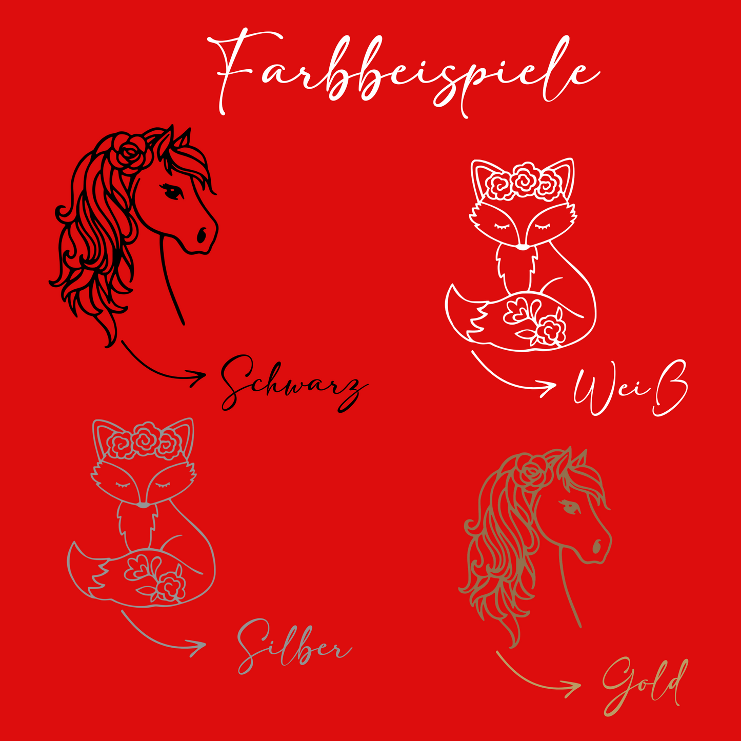 Wundervolles Schmucketui in rot personalisiert mit Pferd oder Fuchs