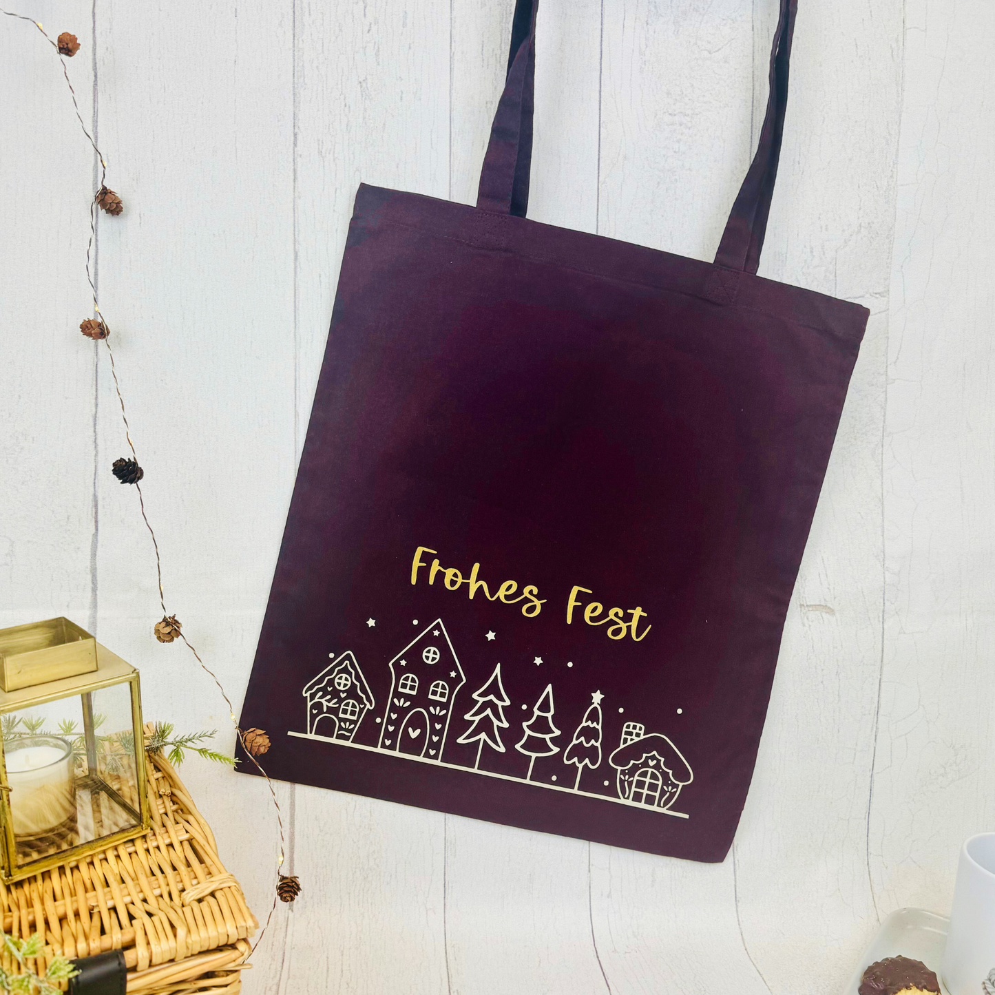 Weihnachtliche Baumwoll-Stofftasche