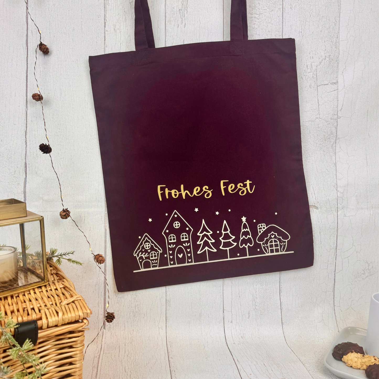 Weihnachtliche Baumwoll-Stofftasche