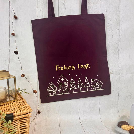 Weihnachtliche Baumwoll-Stofftasche