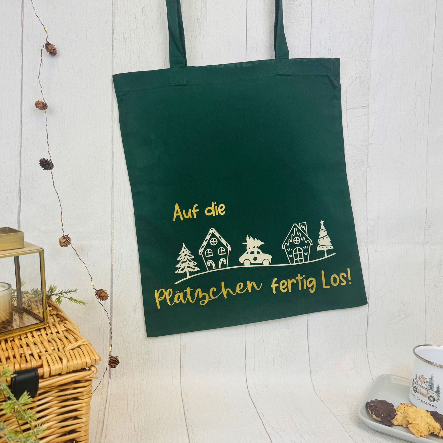 Weihnachtliche Baumwoll-Stofftasche
