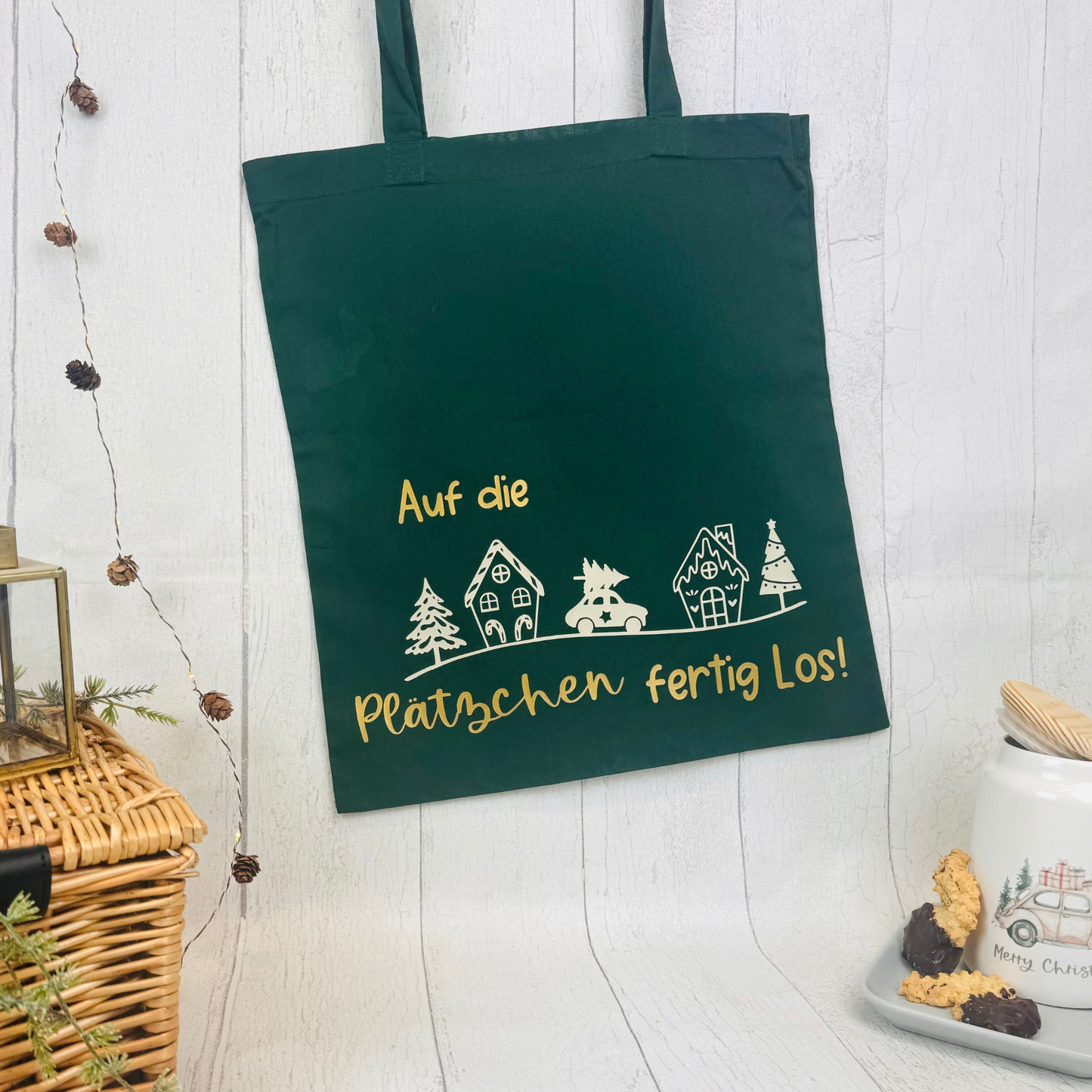 Weihnachtliche Baumwoll-Stofftasche