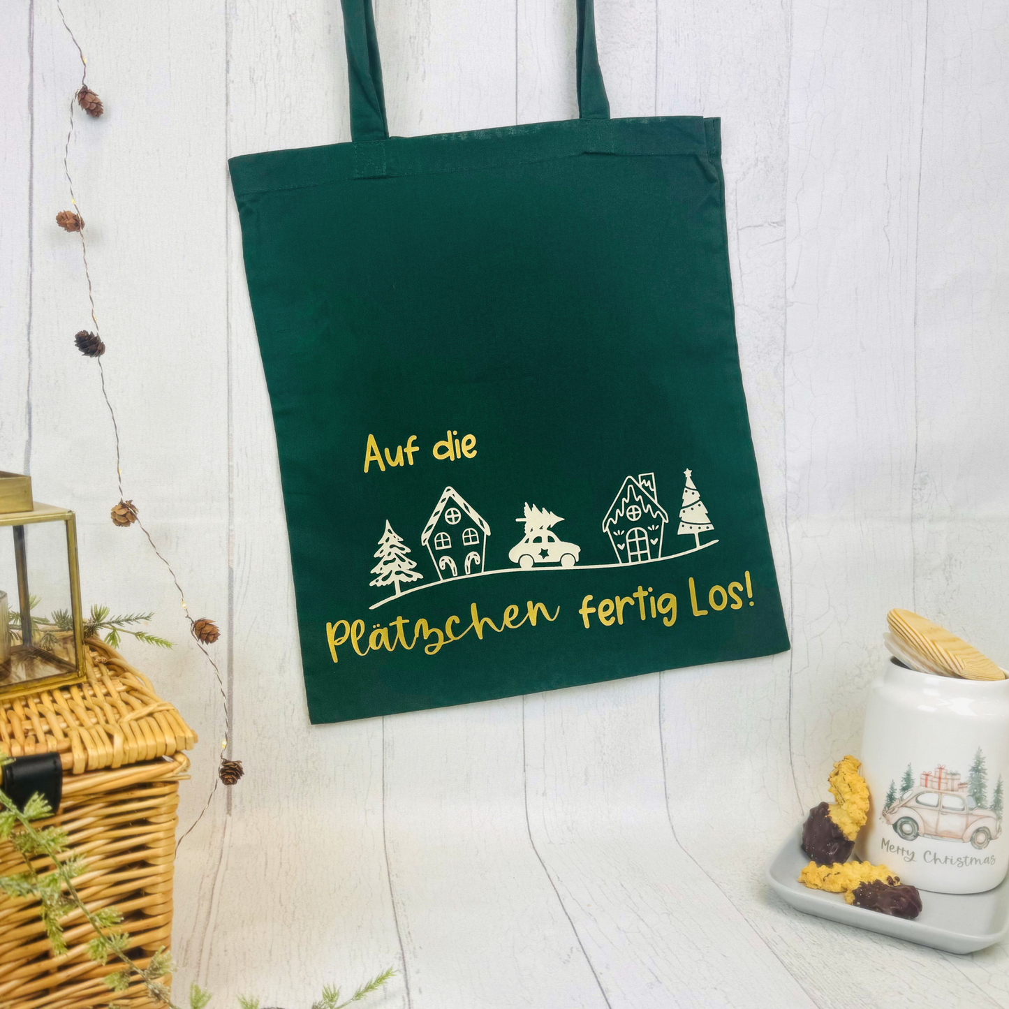 Weihnachtliche Baumwoll-Stofftasche