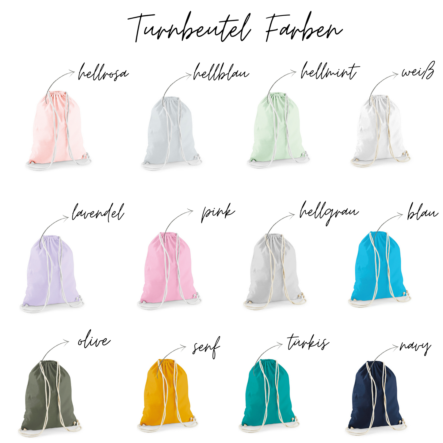 Turnbeutel Kita Kindergarten Stofftasche mit Name personalisiert Regenbogen