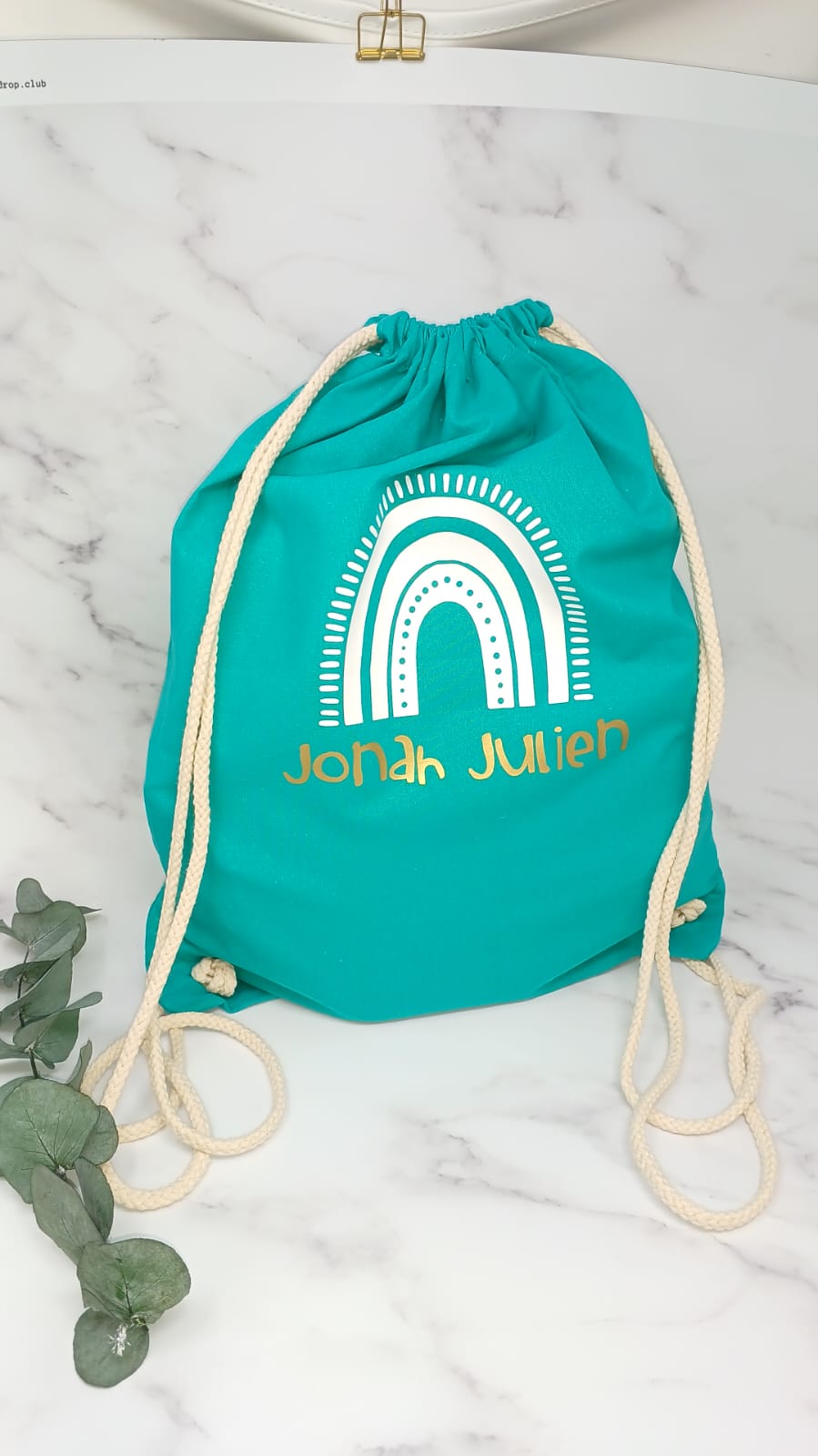 Turnbeutel Kita Kindergarten Stofftasche mit Name personalisiert Regenbogen