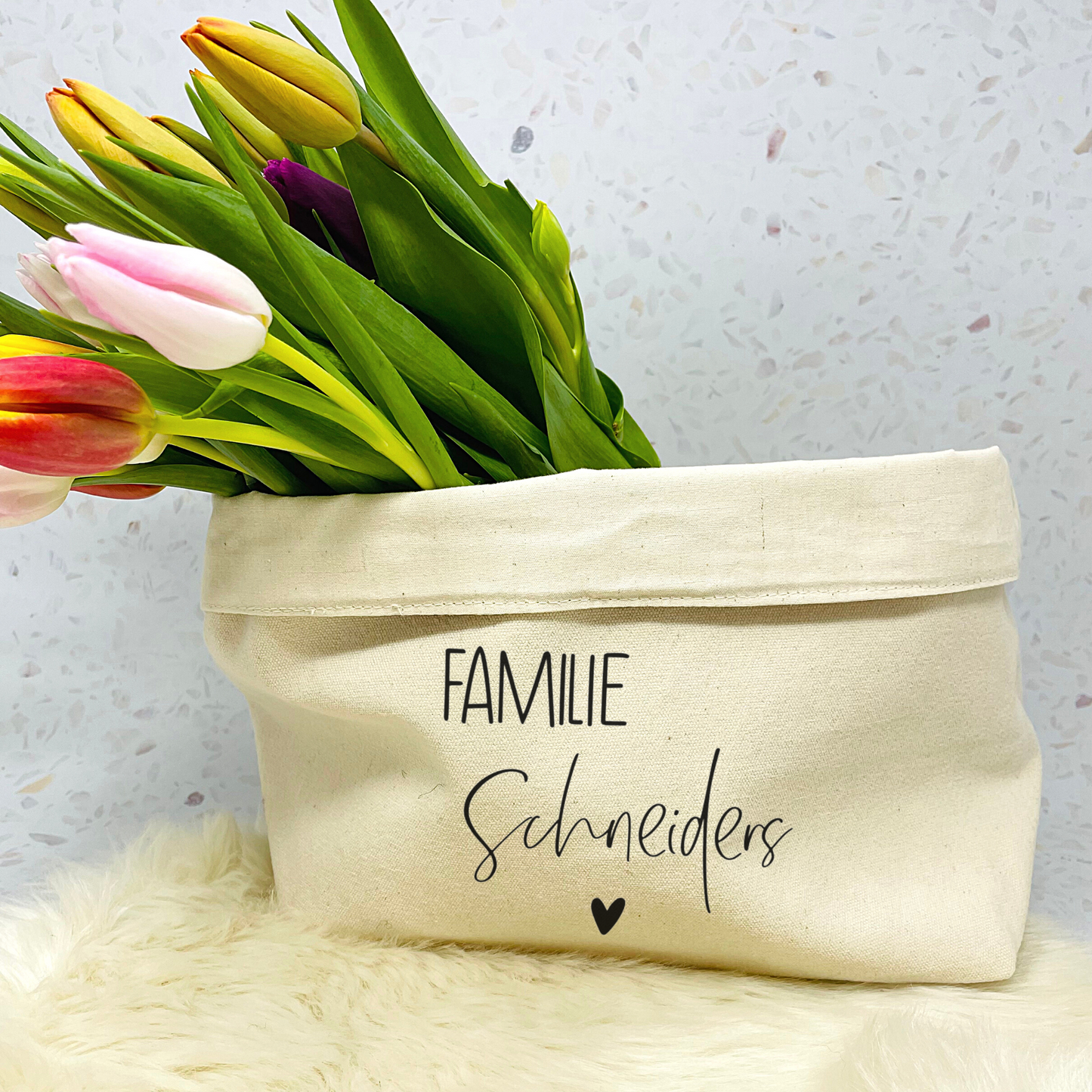 Brotkorb Aufbewahrungskorb - Frühstück - Brunch - Geschenk Einladung Einweihung - Design Familienname - Utensilo - nachhaltig