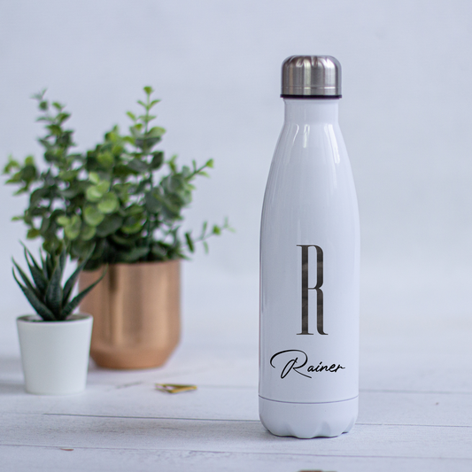 Thermosflasche personalisiert mit Initial und Namen - toll für Schule, KiTa - Geschenk für die Kollegen im Home office