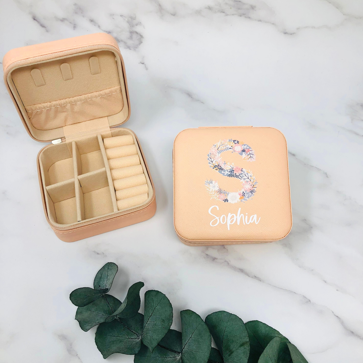 Schmucketui Mädchen - rosa - personalisiert mit Initial und Namen - Geschenk Kommunion Einschulung Geburtstag - Reiseetui