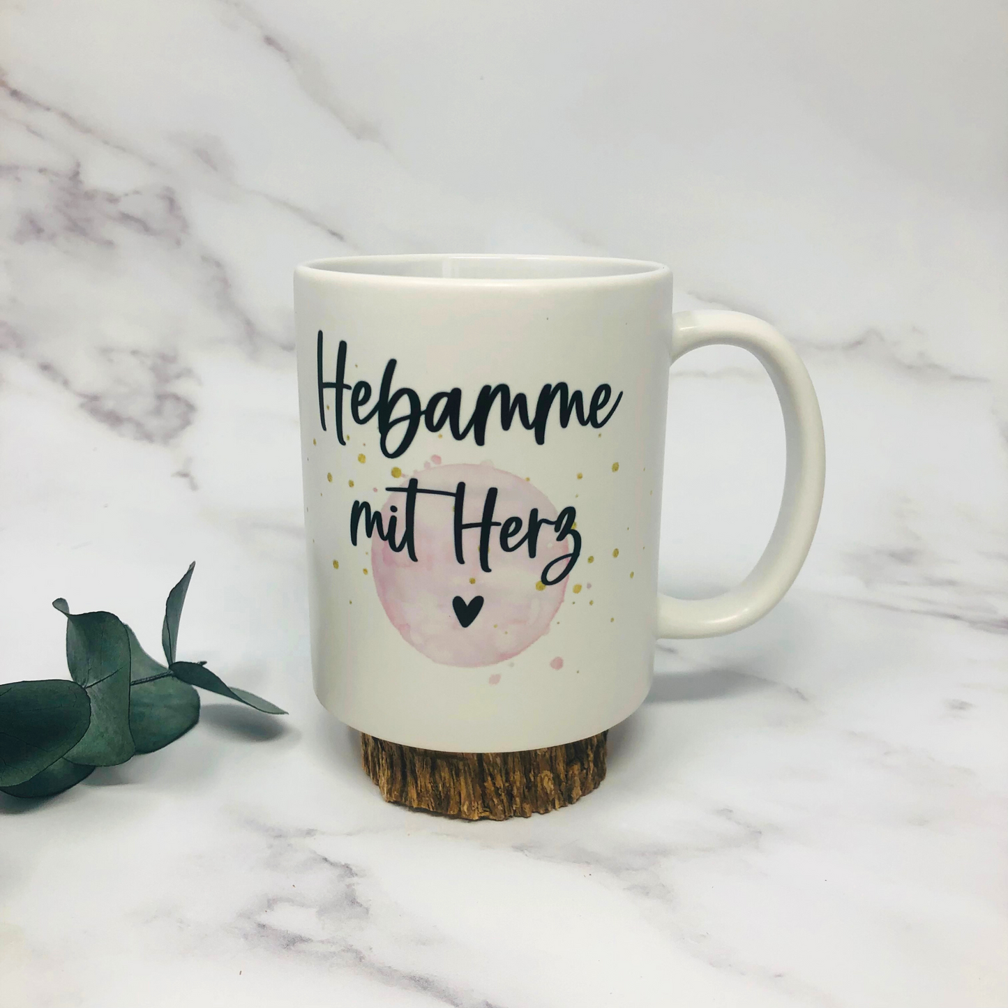 Tasse Hebamme mit Herz rosa - personalisiert - Geschenk Dankeschön für die Hebamme - Kaffeetasse mit Namen
