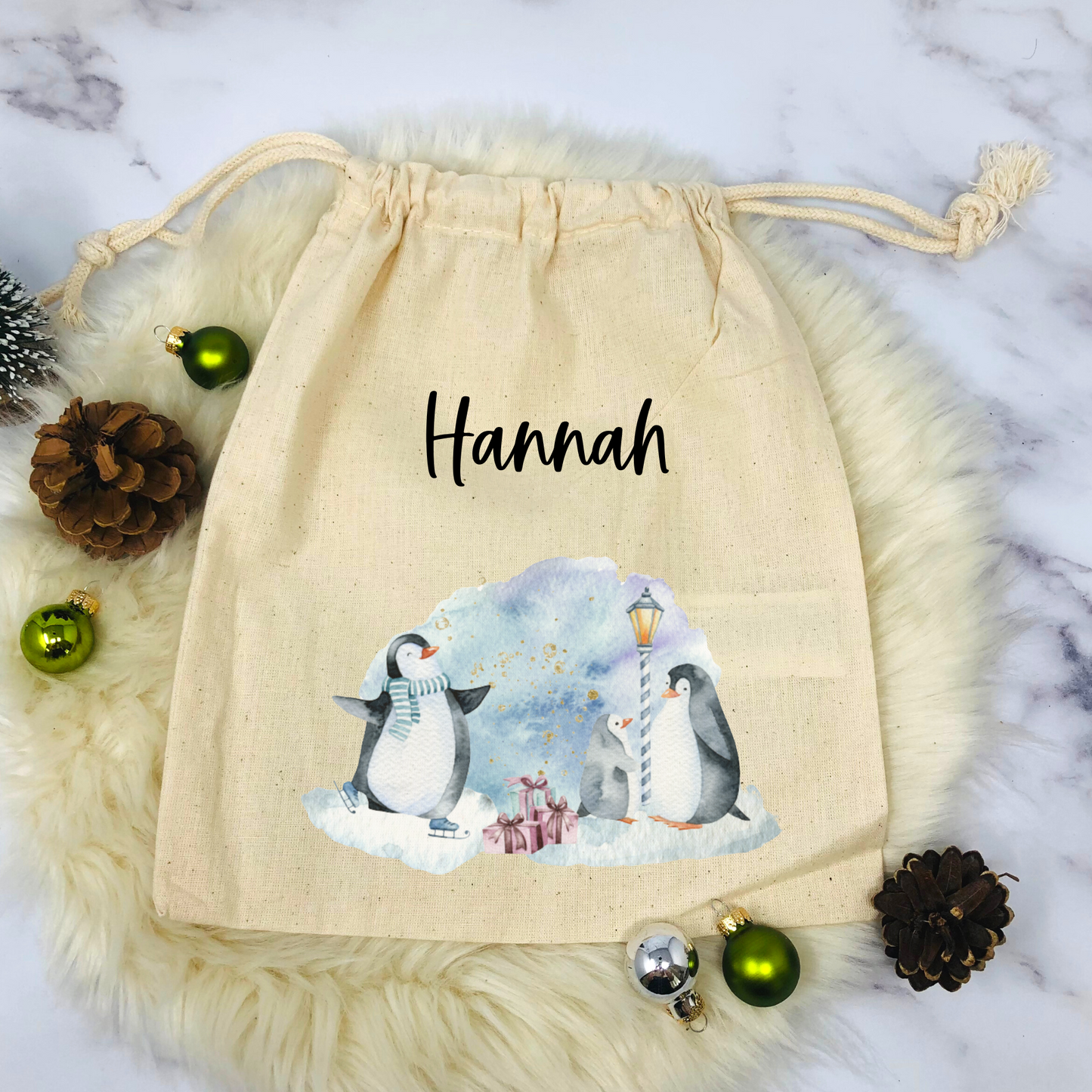 personalisierter Beutel für Weihnachten - ideal als kleine Geschenkverpackung, für Süßigkeiten oder Geld - verschiedene Designs mit Namen