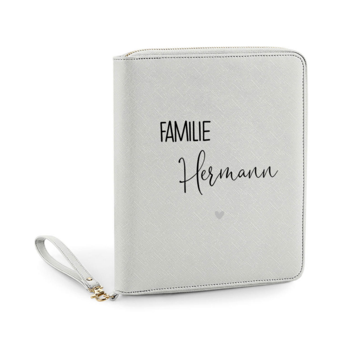 Organizer für die Familie in grau personalisiert mit Familie und Name - Geschenkidee für Familie, U-heft, Impfpass - für Unterlagen und mehr