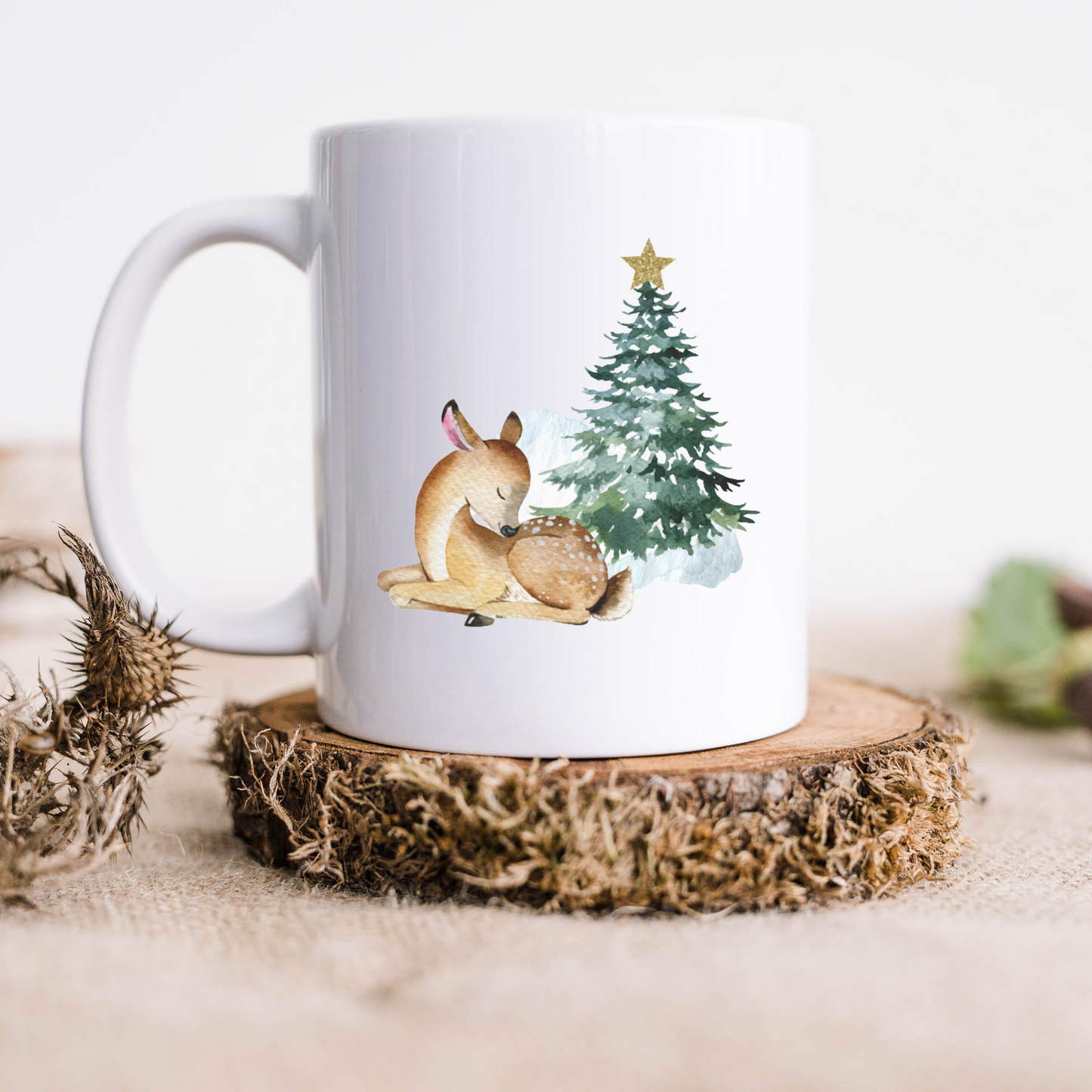 Keramik Tasse Weihnachten - personalisiert mit Namen - Schneelandschaft - Wichtelgeschenk - Christmas Mug - Design Wald