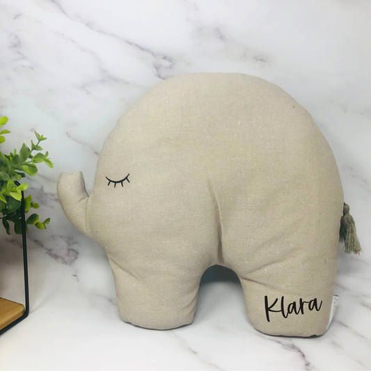 Kissen Elefant - personalisiert mit Namen - Geschenk zur Geburt - Babyparty, KiTa Kissen, Geschenk Taufe