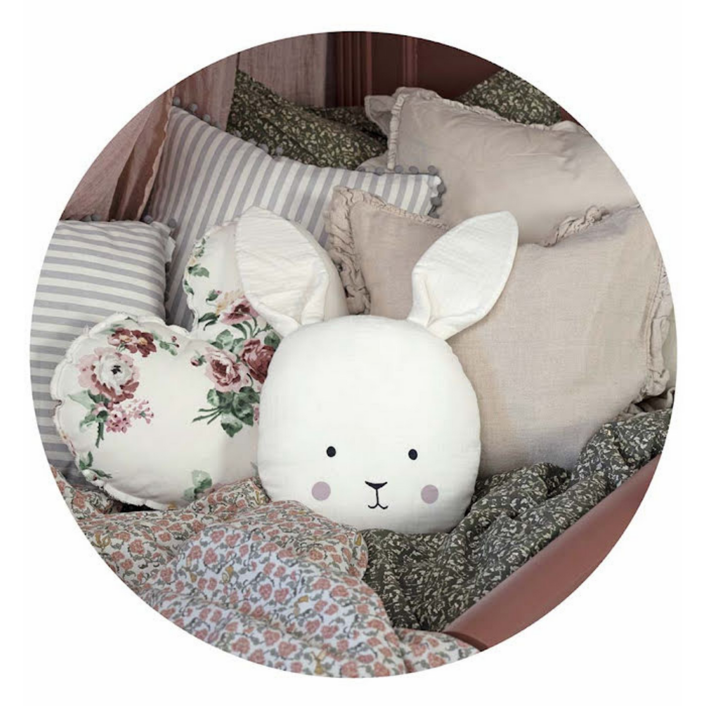 personalisiertes Kissen Musselin Hase - mit Namen - Geschenk zur Geburt - Babyparty, KiTa Kissen, Geschenk Taufe