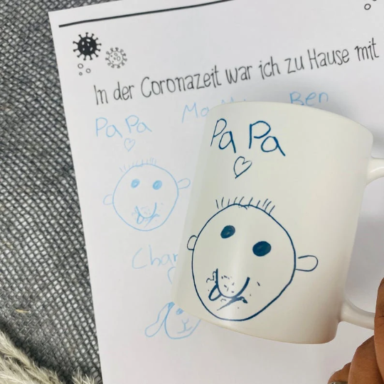 Becher Tasse personalisiert mit eigener Zeichnung oder Bild - persönliches Geschenk für Oma, Opa, Papa, Tante oder Erzieherin