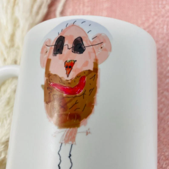 Becher Tasse personalisiert mit eigener Zeichnung oder Bild - persönliches Geschenk für Oma, Opa, Papa, Tante oder Erzieherin