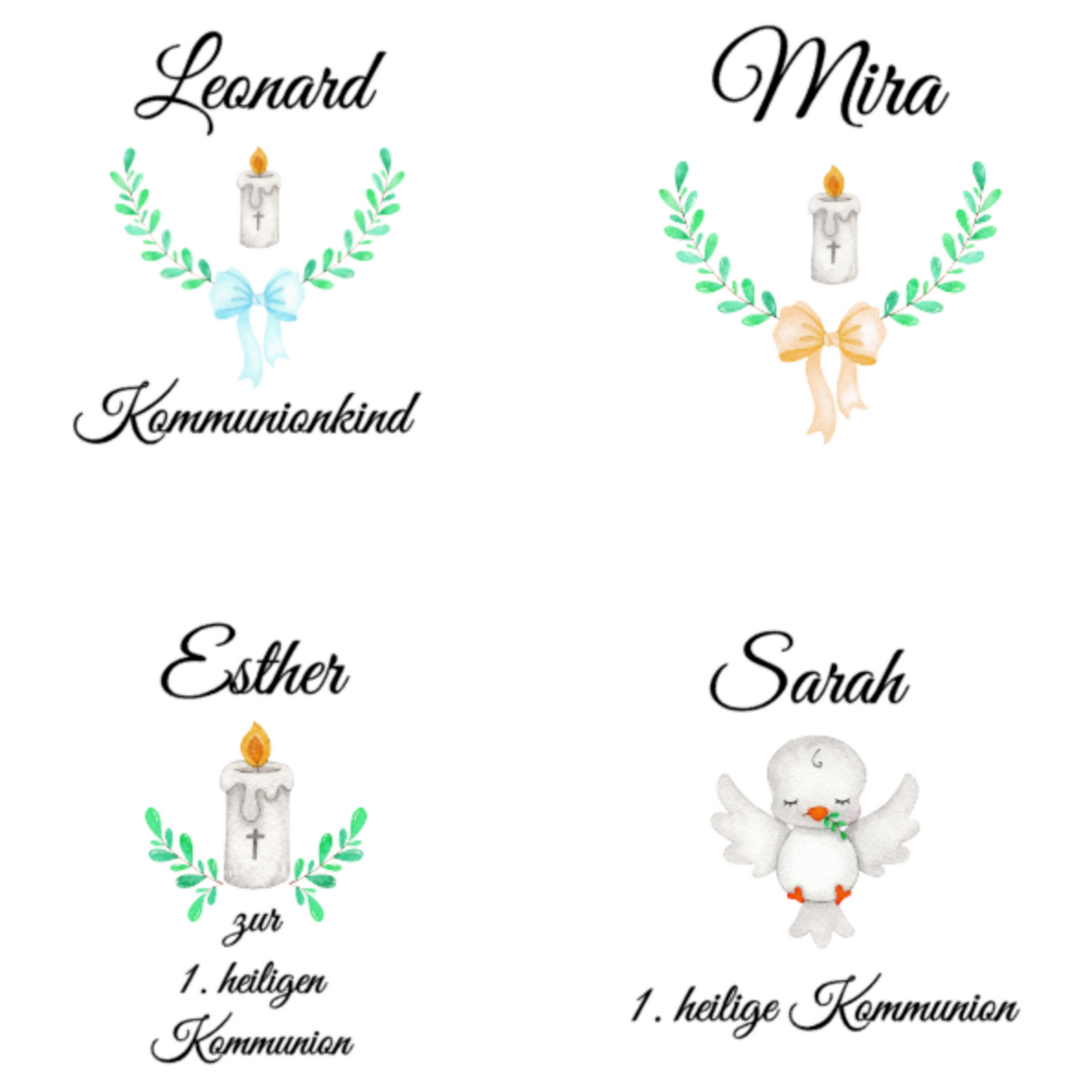 Kinderbecher mit Namen - Geschenk Kommunion - Tasse Emailletasse Kindertasse Becher personalisiert - 4 Motive zur Auswahl
