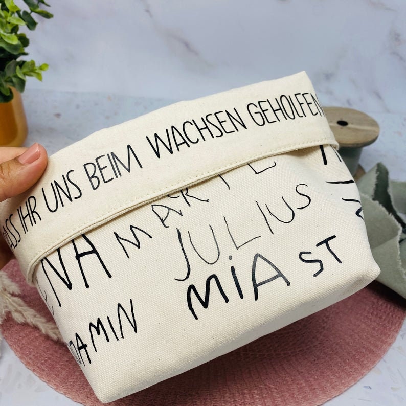 Personalisierter Korb mit Kinderunterschriften – Ein einzigartiges Abschiedsgeschenk oder Dankeschön für Lehrerinnen