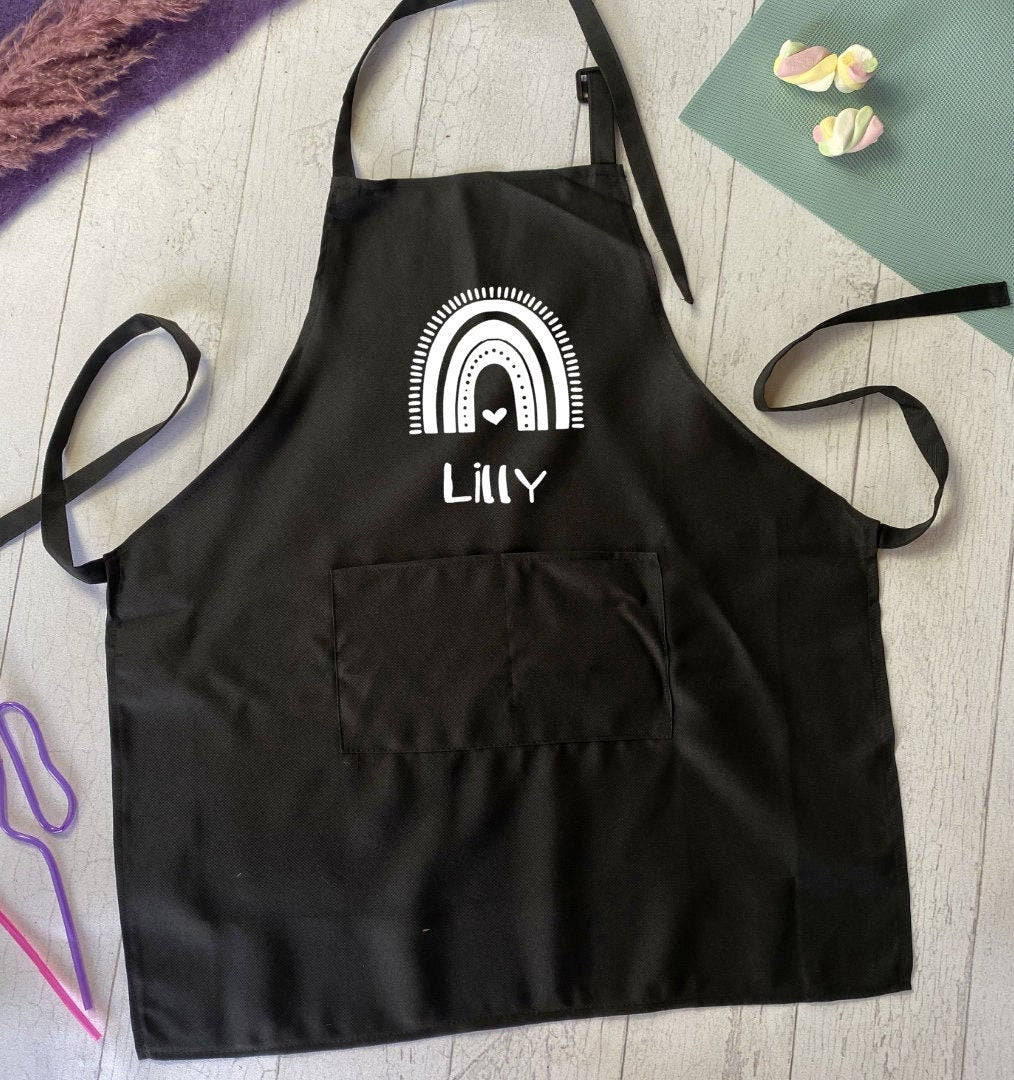 Kinderschürze mit Namen - personalisiert - 6 Farben - zum Basteln, Malen, Backen, Kochen, Gärtnern