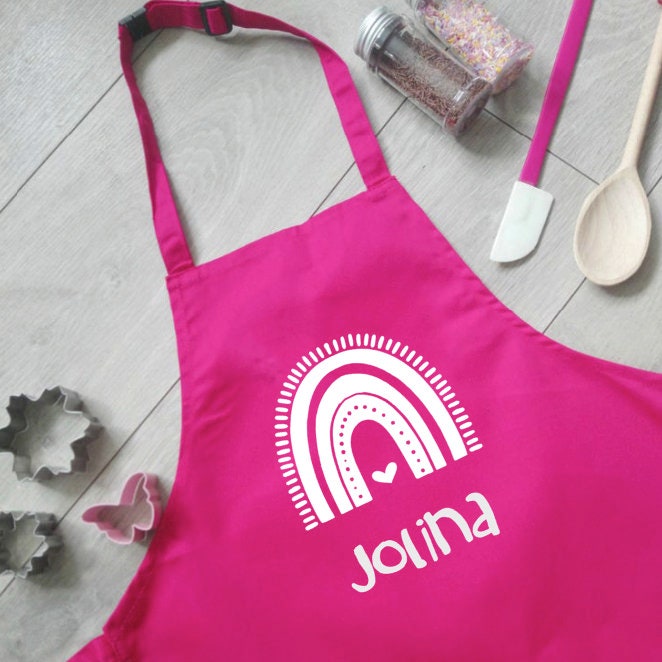 Kinderschürze mit Namen - personalisiert - 6 Farben - zum Basteln, Malen, Backen, Kochen, Gärtnern