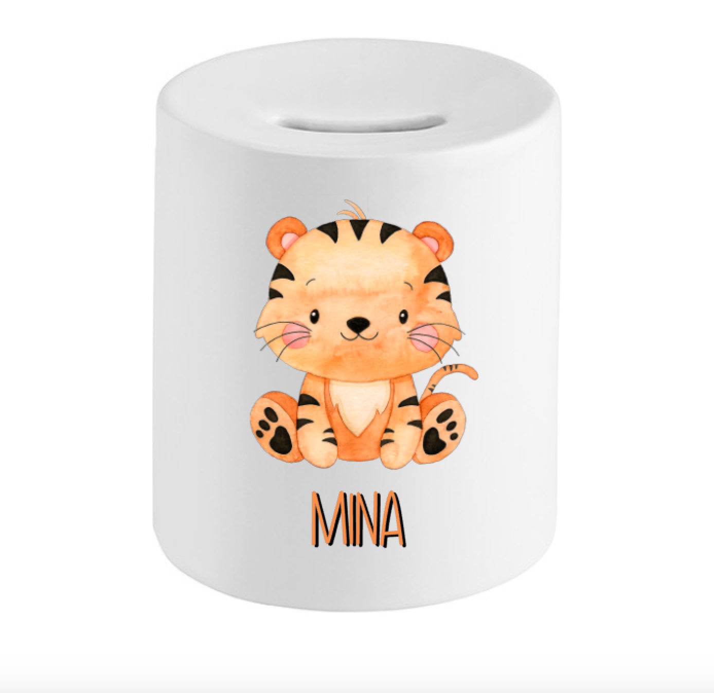 Spardose mit Name - personalisiert - Einschulung Geburt - 6 Safari Tiere zur Auswahl Aquarell