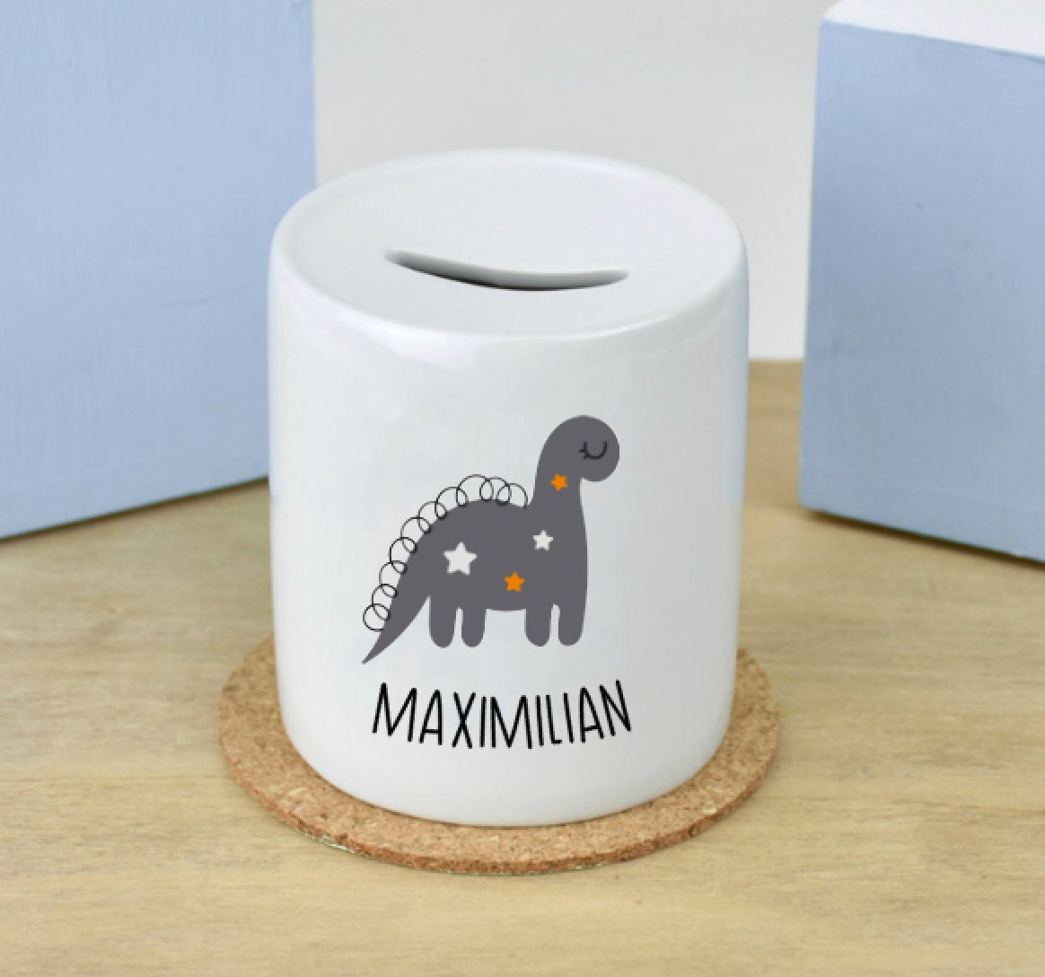 Spardose Scandi personalisiert - Wolke Mond Dino - neutral schlicht- Einschulung Geburt Taufe - 6 Motive zur Auswahl