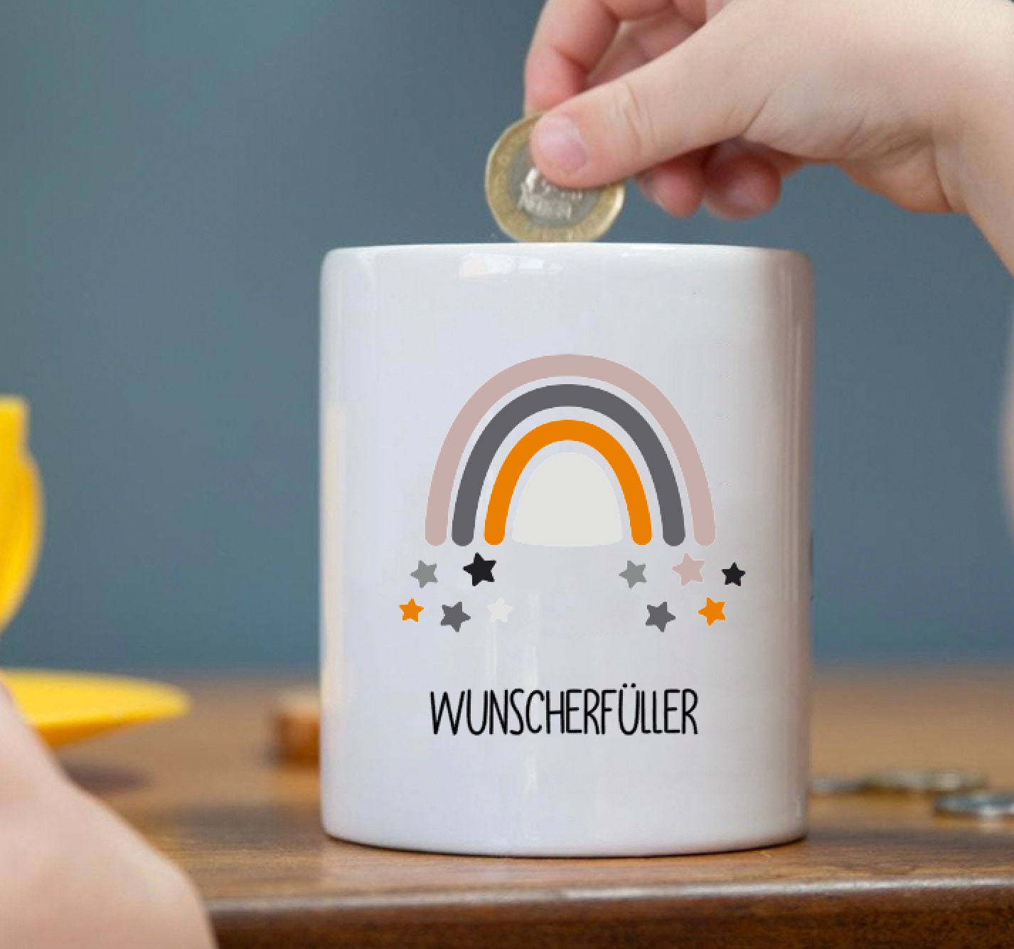 Spardose Scandi personalisiert - Wolke Mond Dino - neutral schlicht- Einschulung Geburt Taufe - 6 Motive zur Auswahl