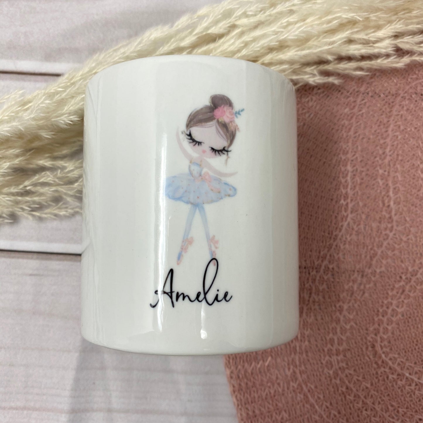 Spardose mit Name - personalisiert - Einschulung Geburt - 6 Ballerinas zur Auswahl Aquarell