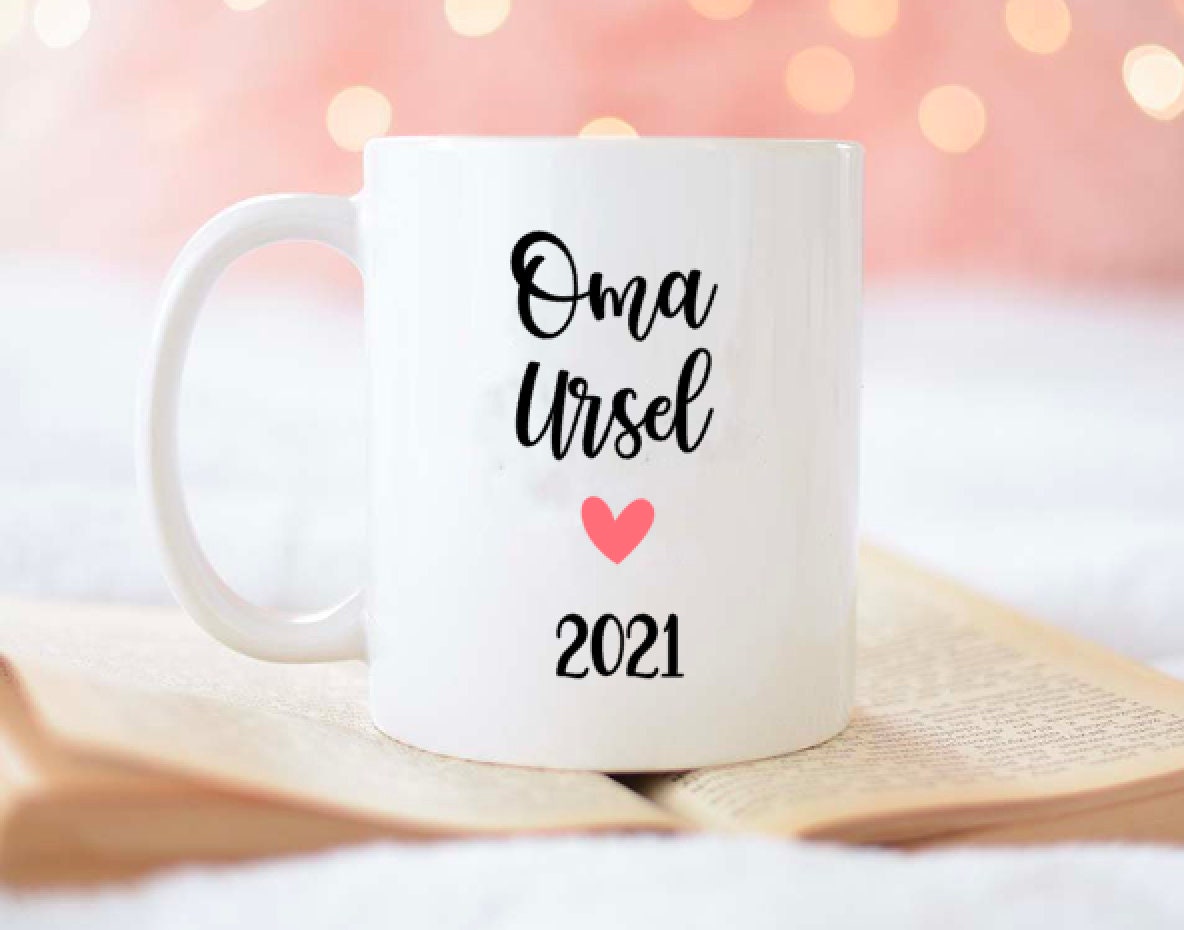 Tasse Oma 2024 personalisiert - Schwangerschaftsverkündung Geschenk Mama auch mit Namen