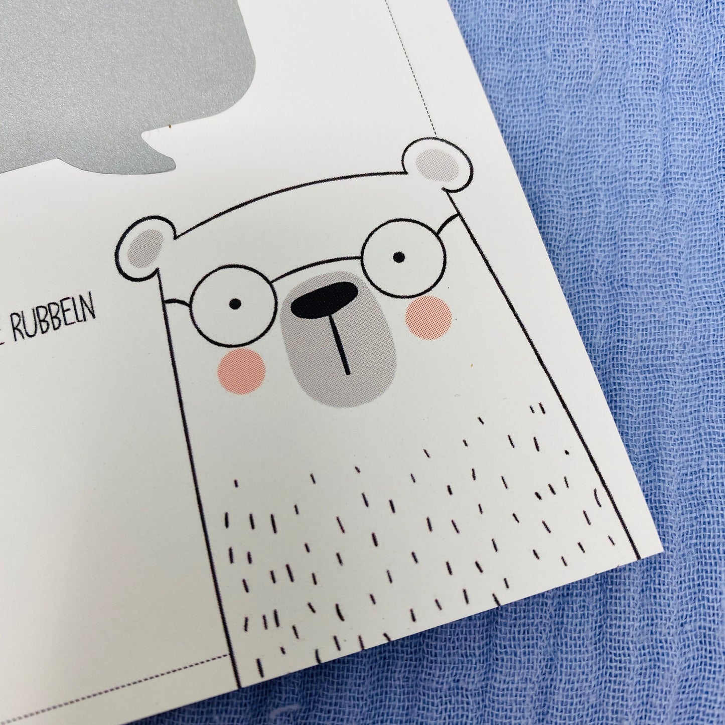 Rubbelkarte zum selbst beschriften mit Umschlag - Bär - Patentante Schwangerschaft Geburtstag