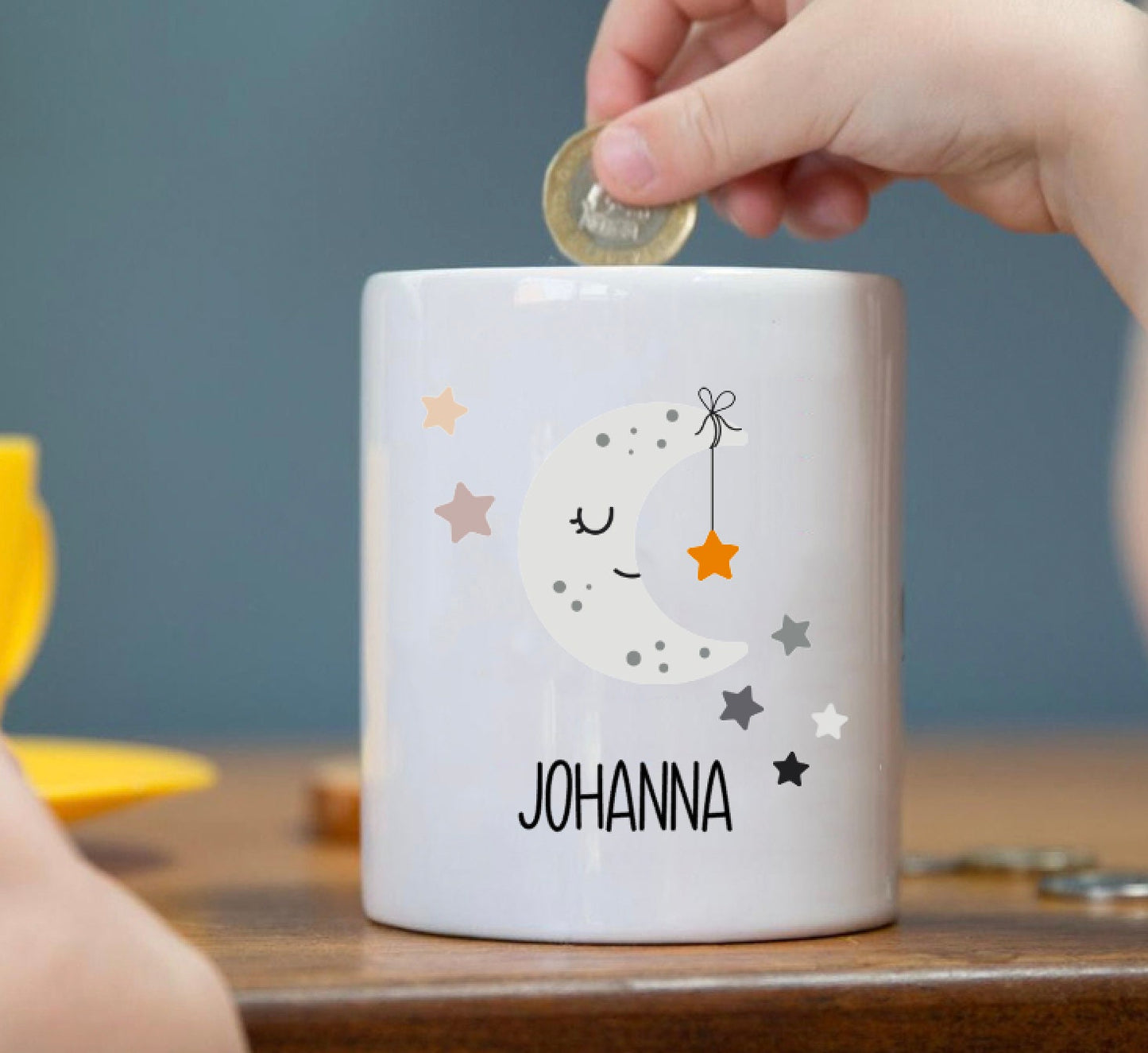 Spardose Scandi personalisiert - Wolke Mond Dino - neutral schlicht- Einschulung Geburt Taufe - 6 Motive zur Auswahl