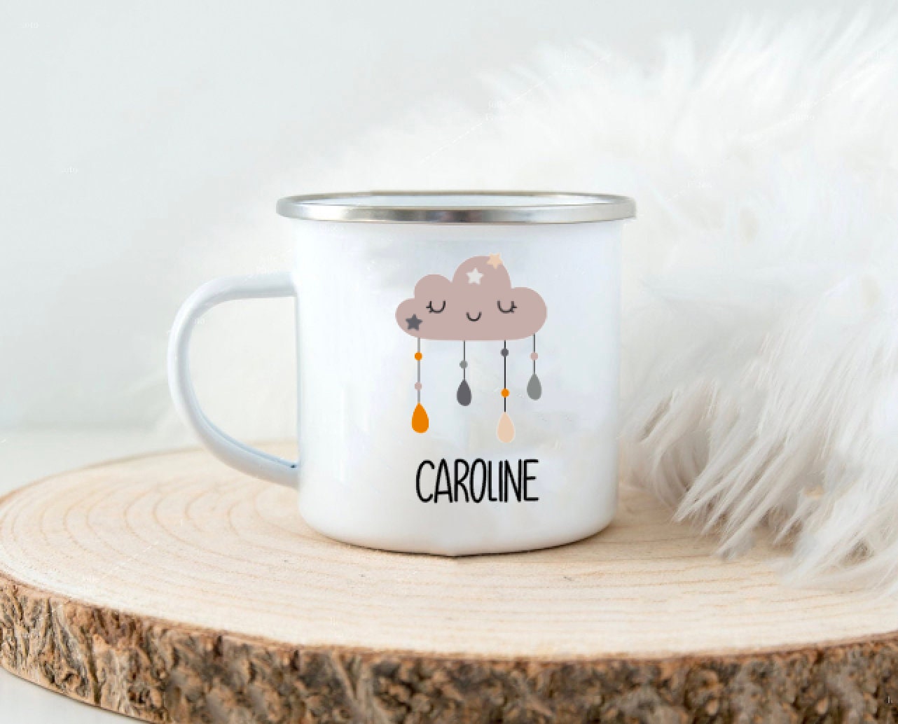 Kindertasse Reise Emaille Becher - personalisiert - 6 neutrale Motive