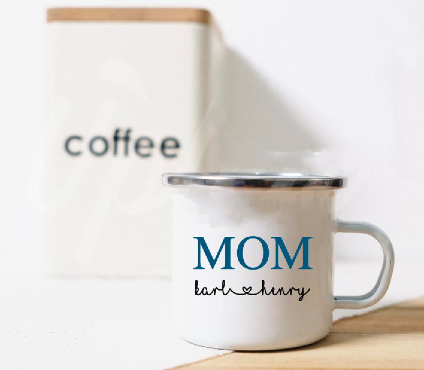 Mom Tasse Emaille personalisiert mit Namen - Farbe wählbar - Kaffeetasse Becher - Geschenk Mama