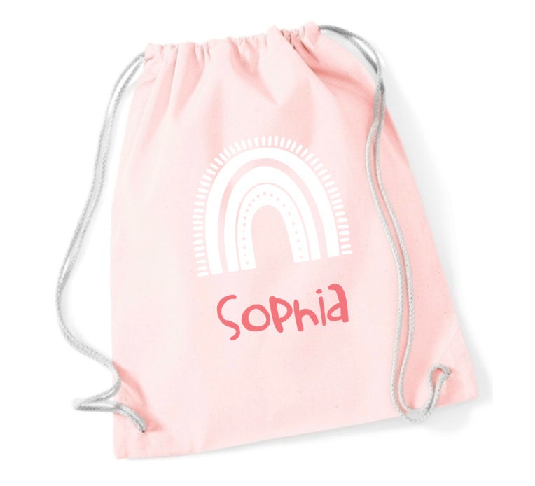 Turnbeutel Kita Kindergarten Stofftasche mit Name personalisiert Regenbogen