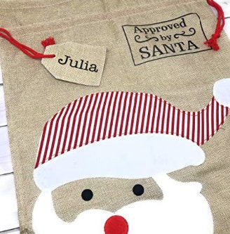 Nikolaussack Weihnachtssack Geschenkbeutel Weihnachten Jutesack groß personalisiert mit Namen - Rentier