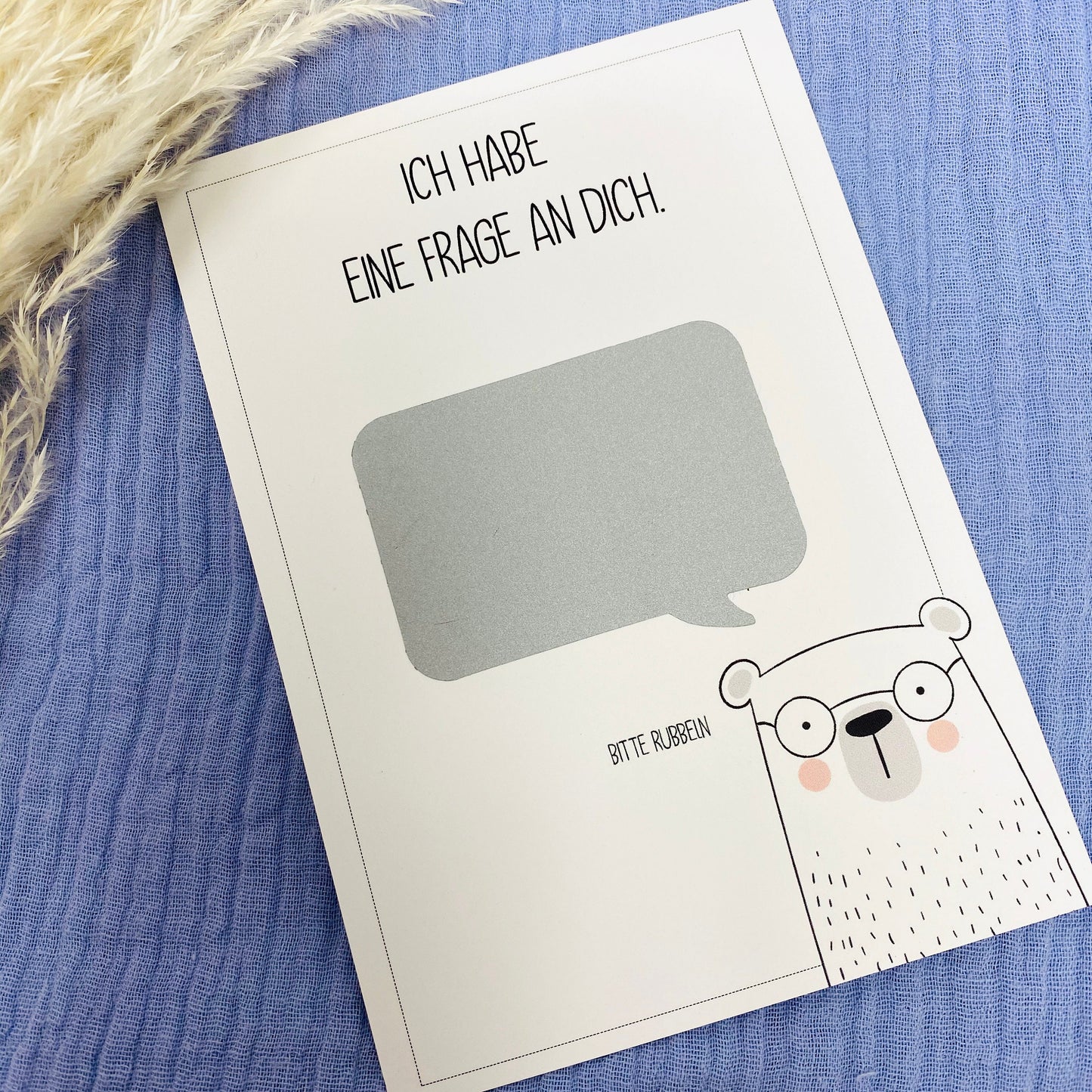 Rubbelkarte zum selbst beschriften mit Umschlag - Bär - Patentante Schwangerschaft Geburtstag