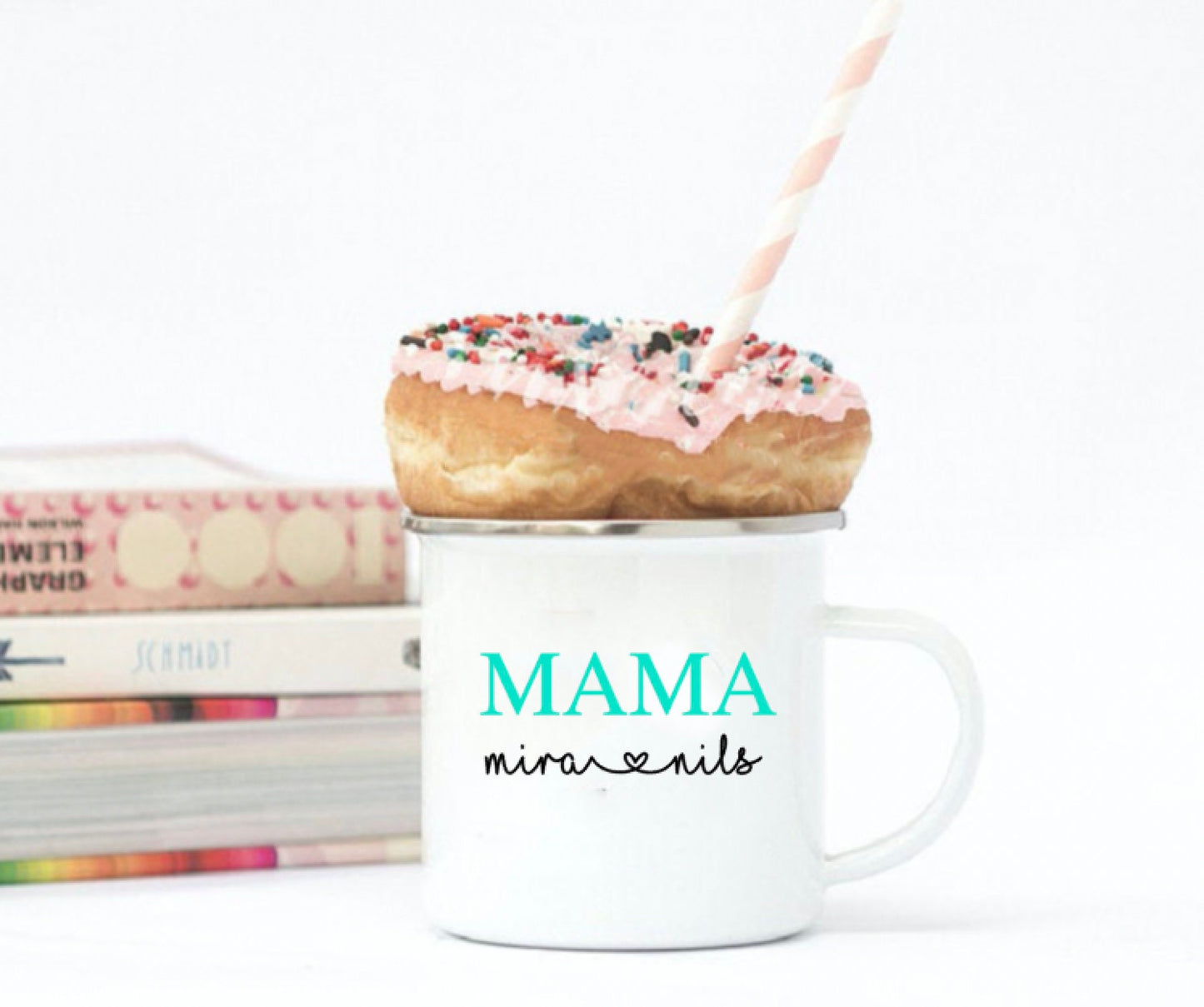 Mama Tasse Emaille personalisiert mit Namen - Farbe wählbar - Kaffeetasse Becher - Geschenk Mama