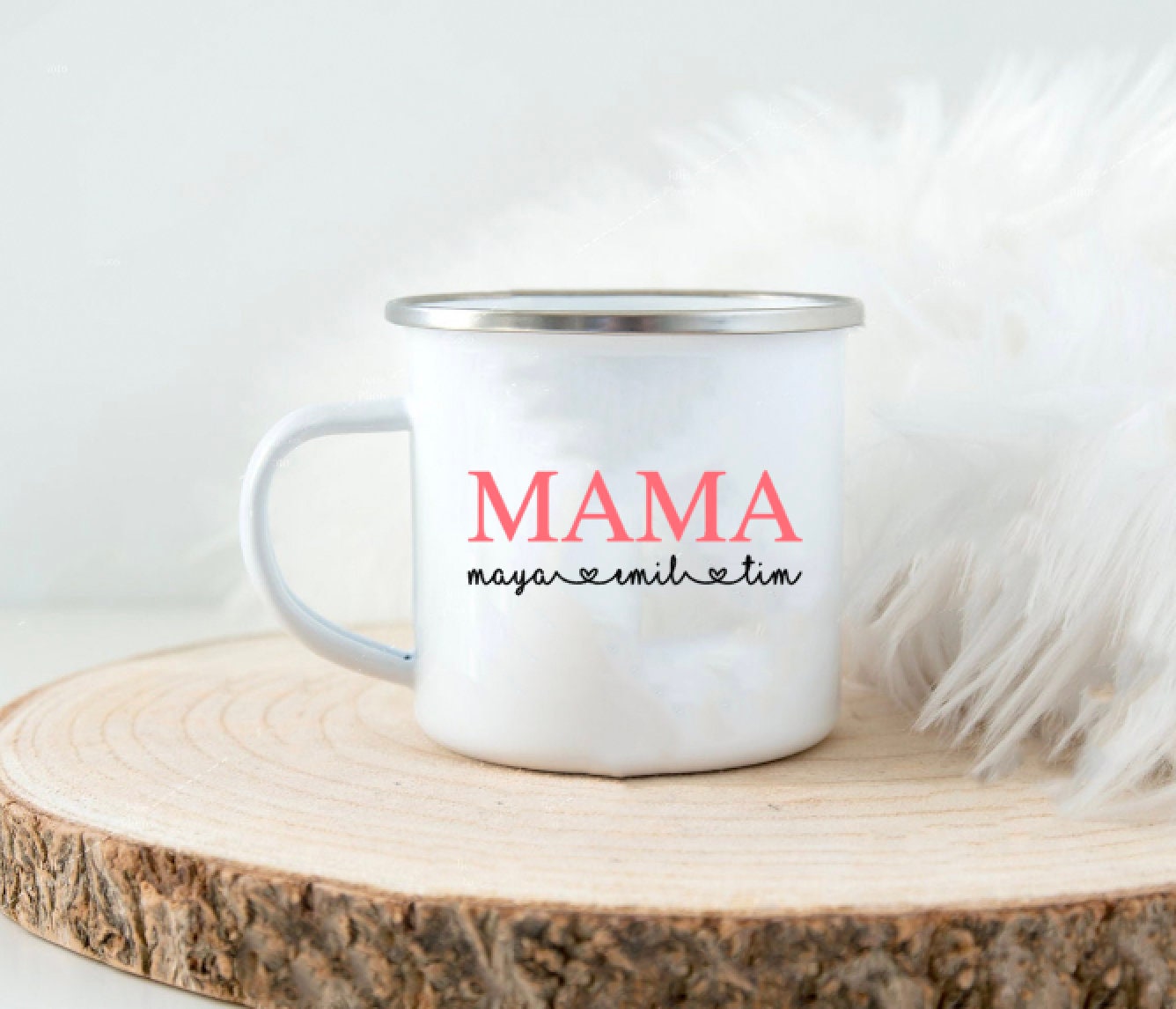Mama Tasse Emaille personalisiert mit Namen - Farbe wählbar - Kaffeetasse Becher - Geschenk Mama