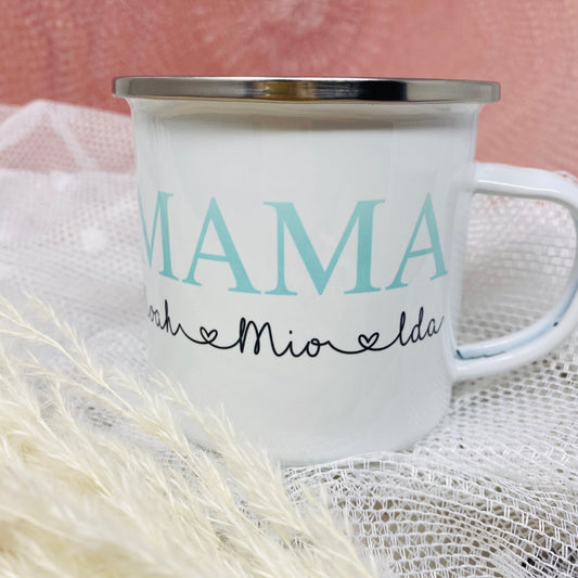 Mama Tasse Emaille personalisiert mit Namen - Farbe wählbar - Kaffeetasse Becher - Geschenk Mama