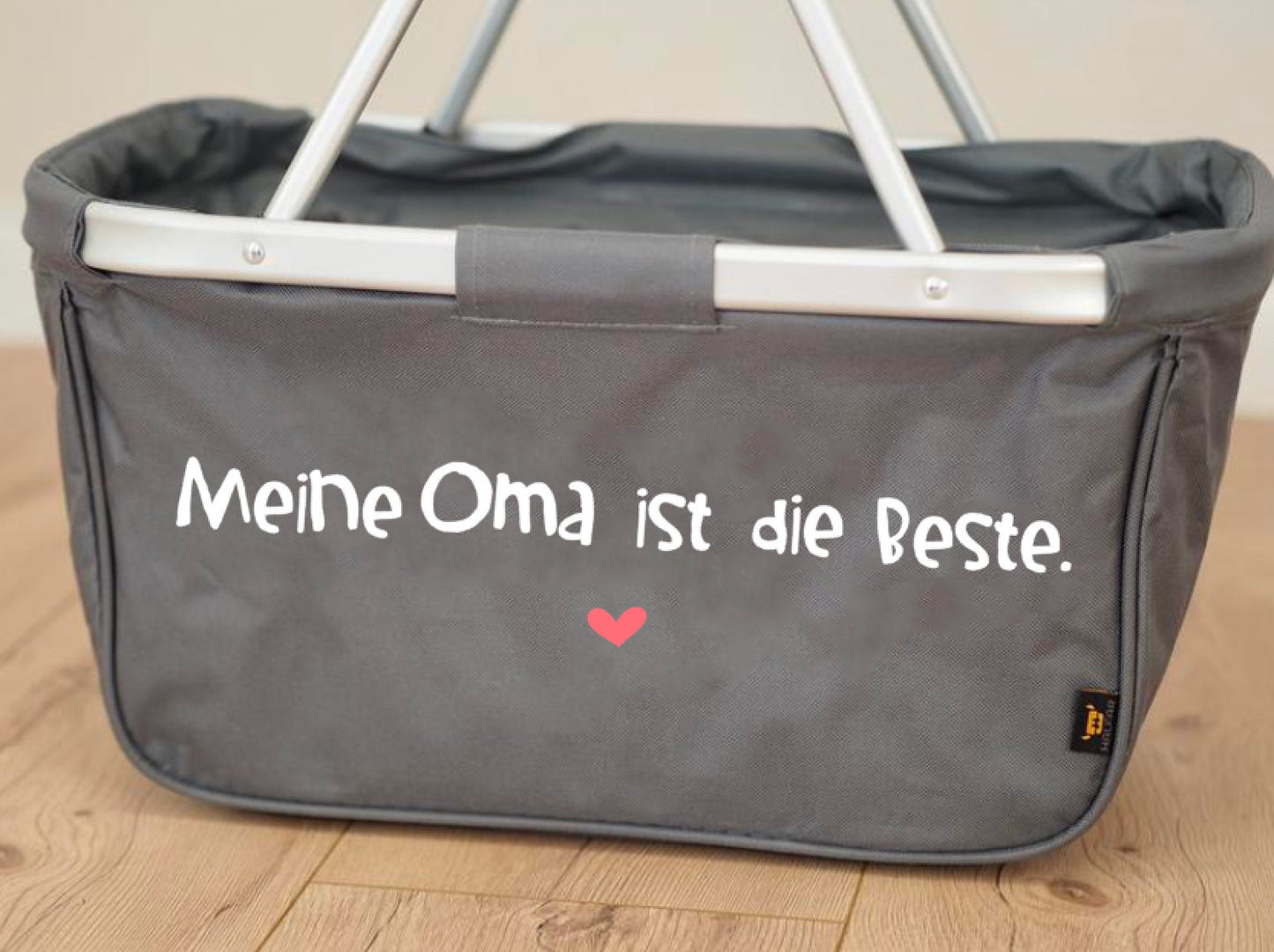 Geschenk für die Oma - Einkaufskorb Meine Oma ist die Beste - faltbar - Farbe grau - auch personalisiert