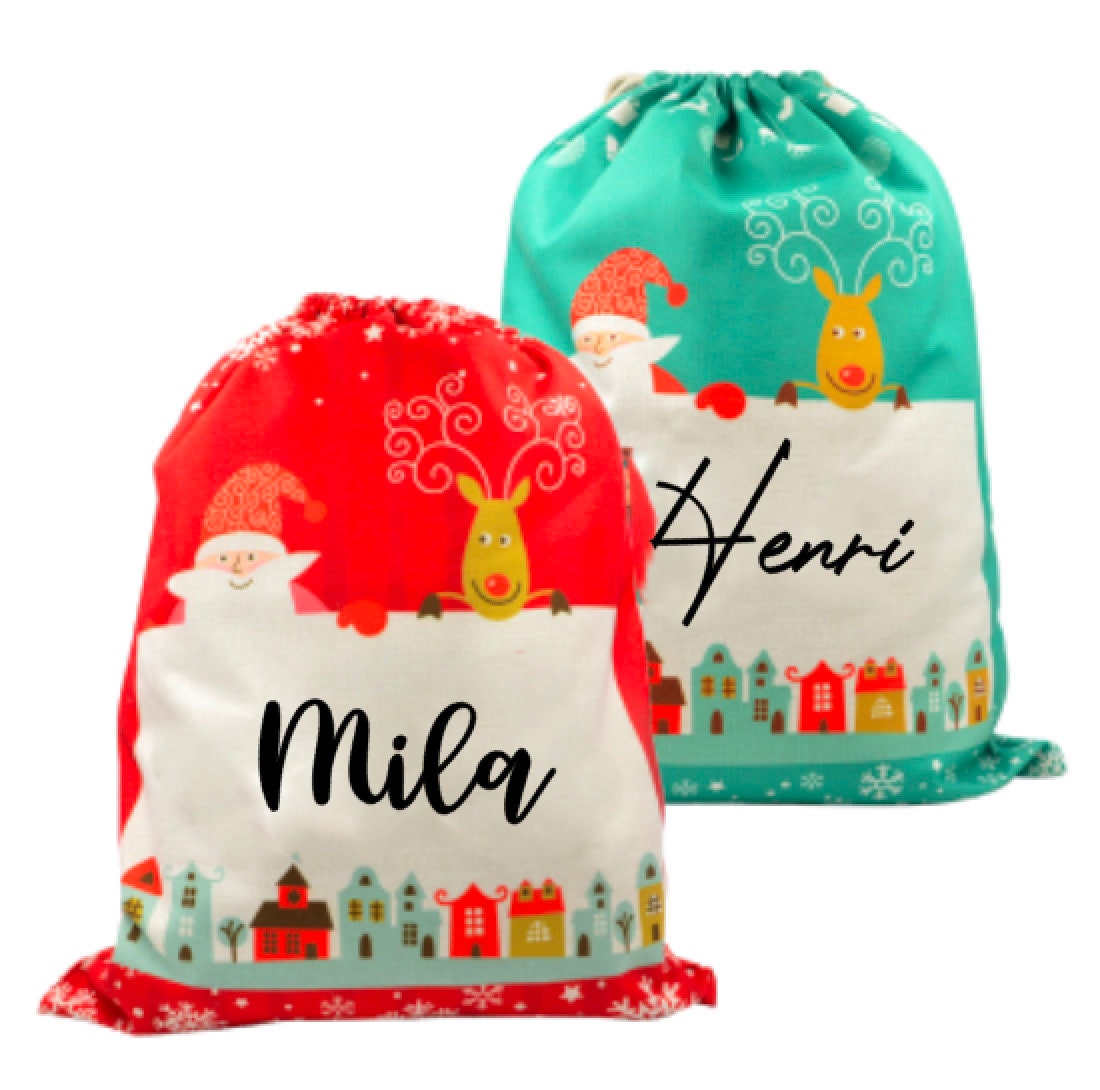 Jutesäckchen Weihnachten Nikolaussäckchen mit Name Nikolaus Sackerl Geschenktüte Jute Weihnachtstüte Geschenk personalisiert 30 x 40 cm …