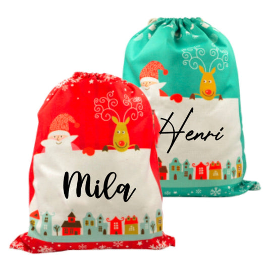Jutesäckchen Weihnachten Nikolaussäckchen mit Name Nikolaus Sackerl Geschenktüte Jute Weihnachtstüte Geschenk personalisiert 30 x 40 cm …