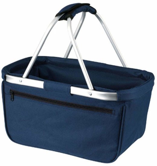 Geschenk für die Erzieherin - Einkaufskorb personalisiert - faltbar - Farbe navy blau grau schwarz