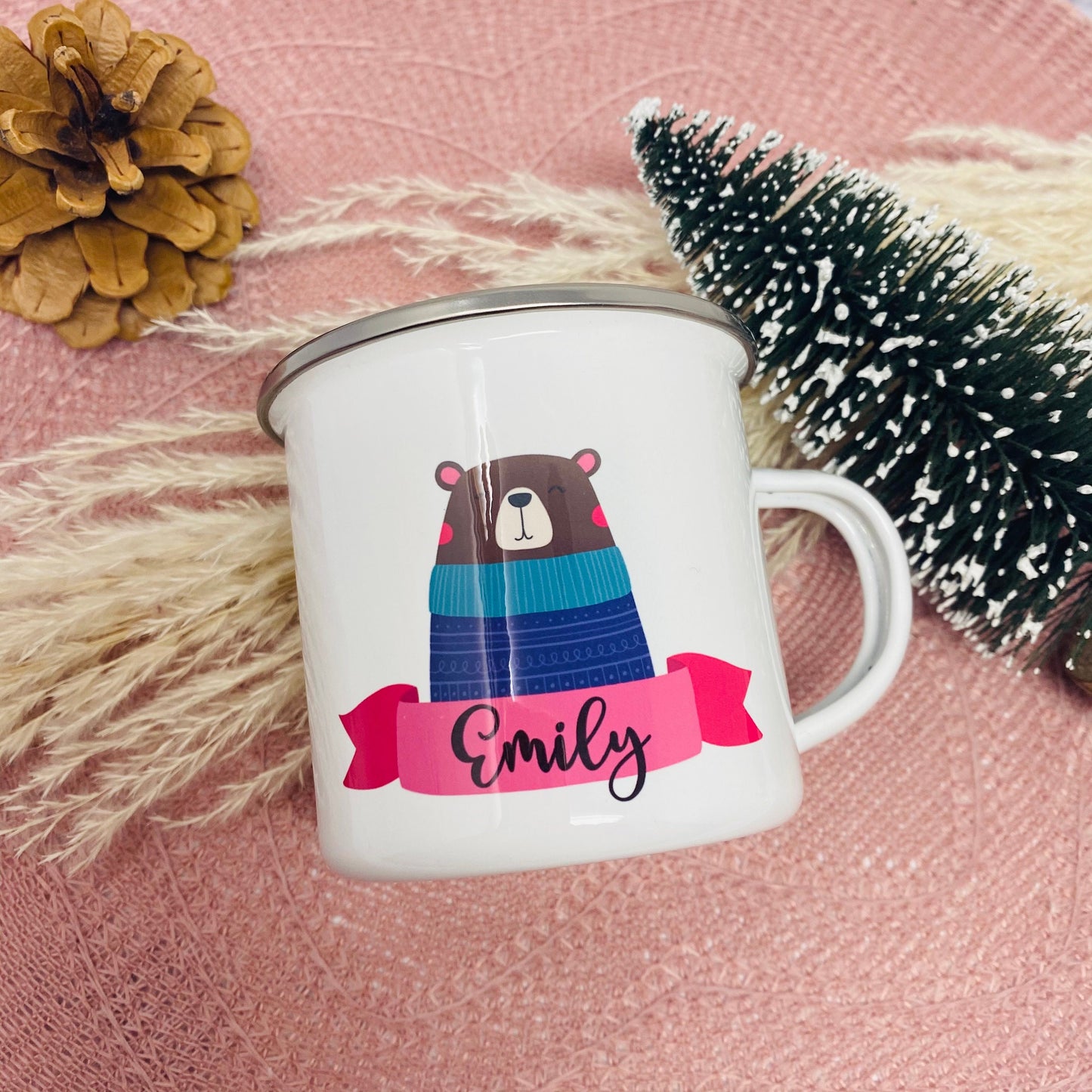 Emaillebecher mit weihnachtlichten Motiven - Geschenk für die ganze Familie - personalisiert