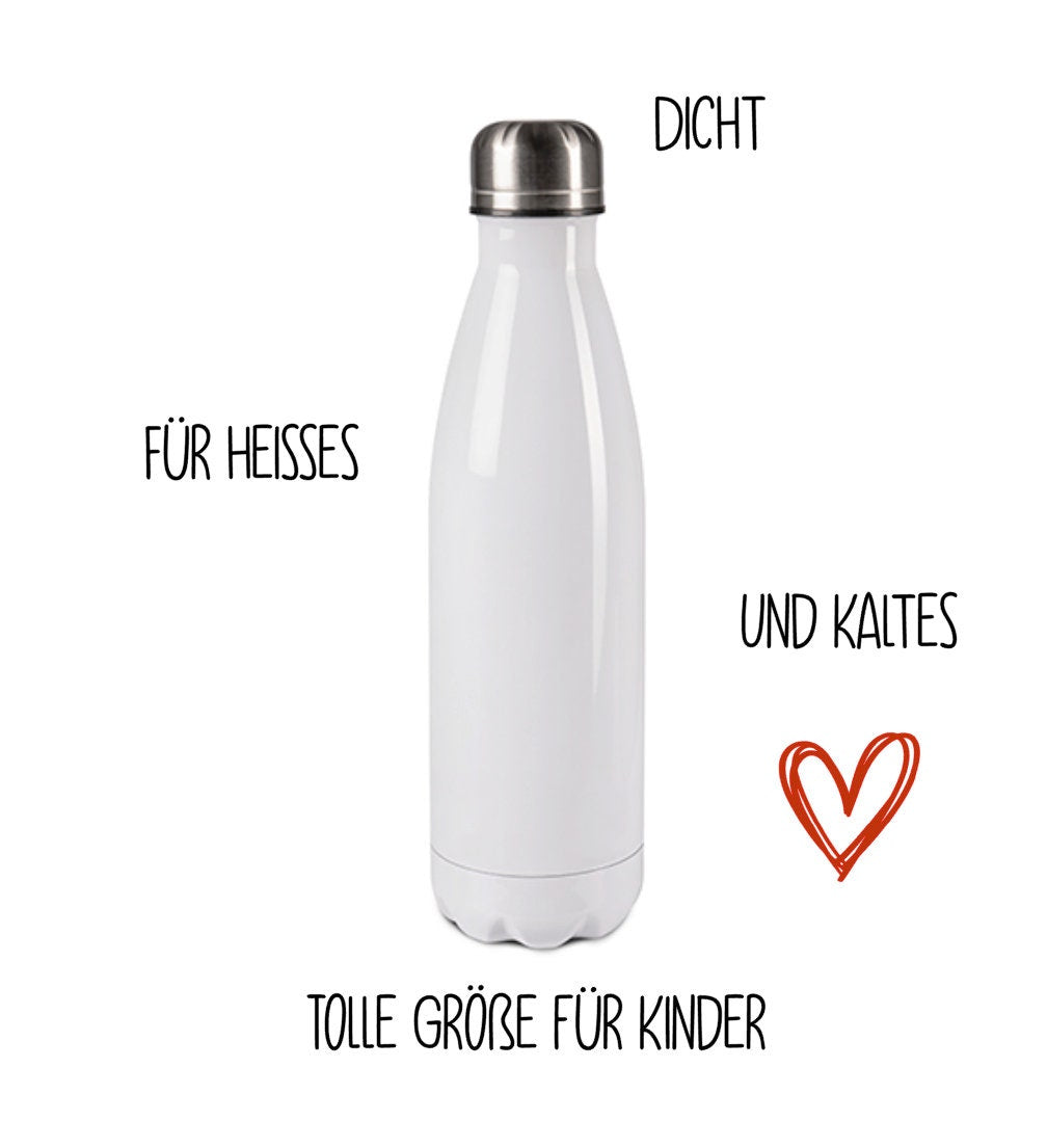 Praktische Trinkflasche aus Edelstahl - personalisiert mit Namen und Safari Tier - toll für Schule, Kindergarten und Freizeit