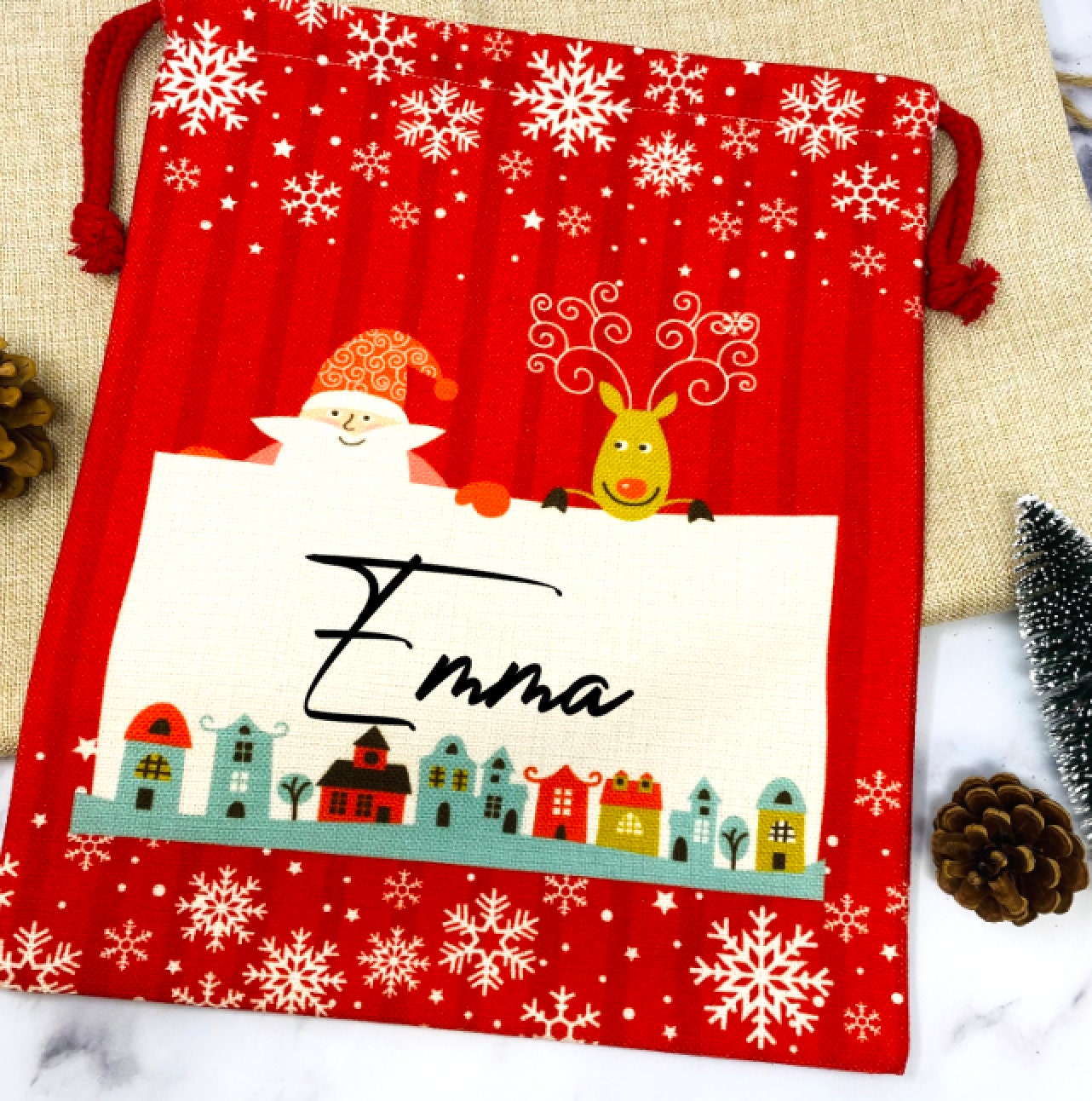 Jutesäckchen Weihnachten Nikolaussäckchen mit Name Nikolaus Sackerl Geschenktüte Jute Weihnachtstüte Geschenk personalisiert 30 x 40 cm …