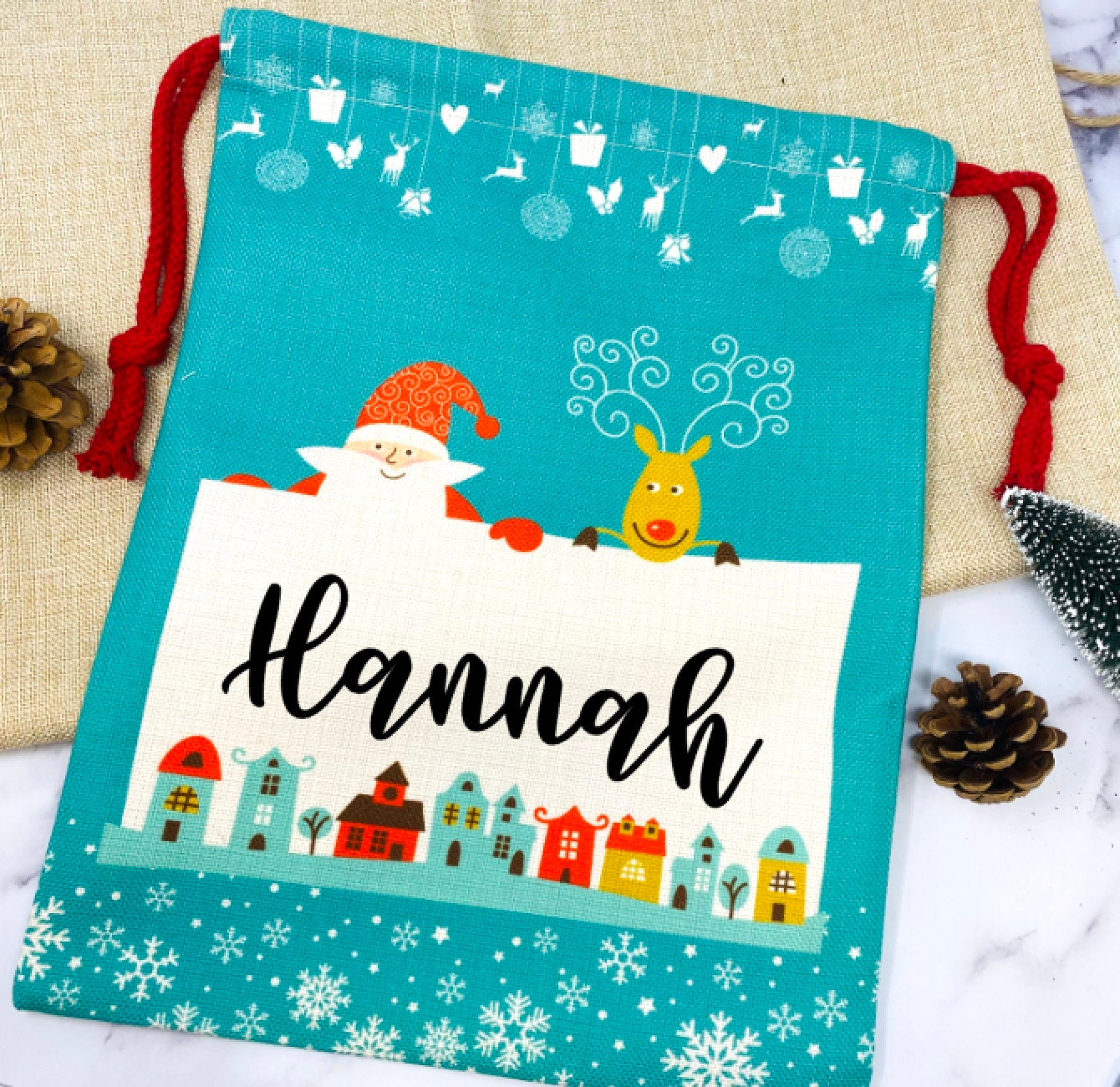 Jutesäckchen Weihnachten Nikolaussäckchen mit Name Nikolaus Sackerl Geschenktüte Jute Weihnachtstüte Geschenk personalisiert 30 x 40 cm …