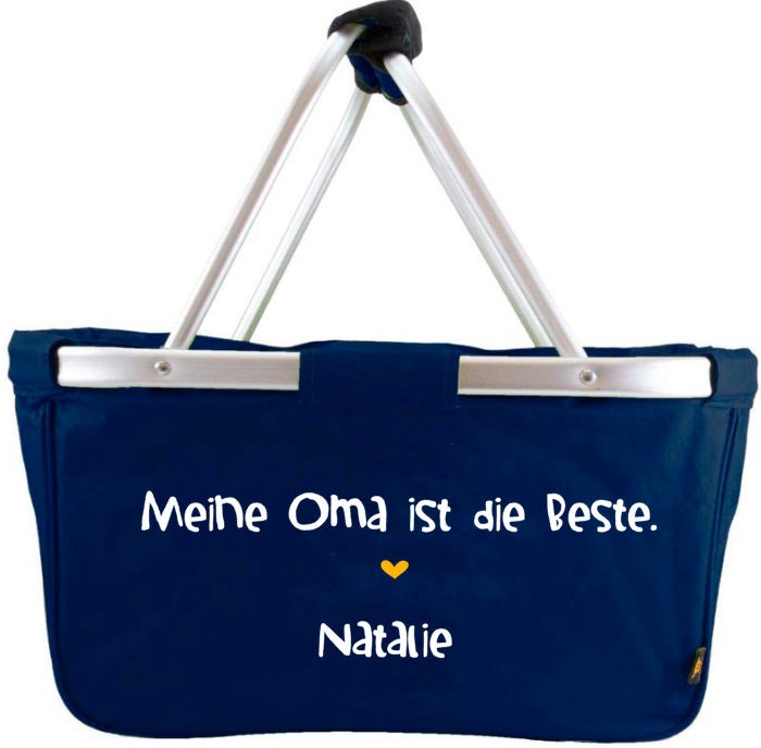 Geschenk für die Oma - Einkaufskorb "Meine/ Unsere Oma ist die Beste" - faltbar - Farbe blau navy - auch personalisiert mit Namen der Enkel