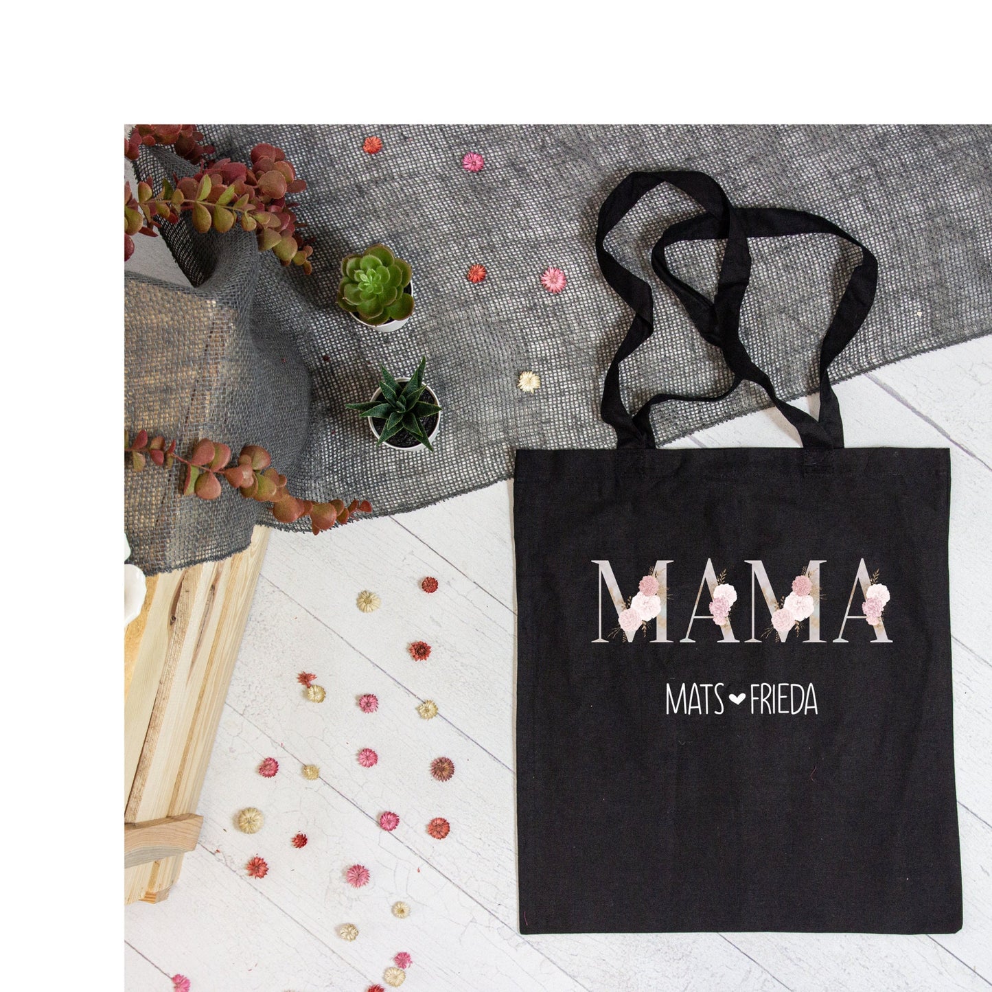 Stofftasche Baumwollbeutel MAMA - mit Namen der Kinder personalisiert - verschiedene Farben - tolles Geschenk zu Muttertag